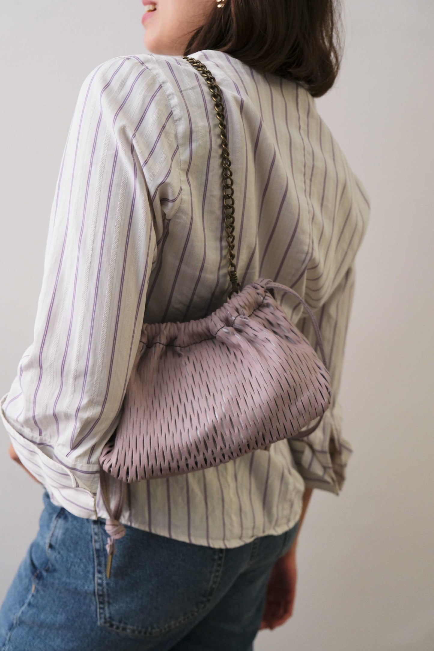 Agnes mini pochette in orchid perforated leather - Made in Italy -