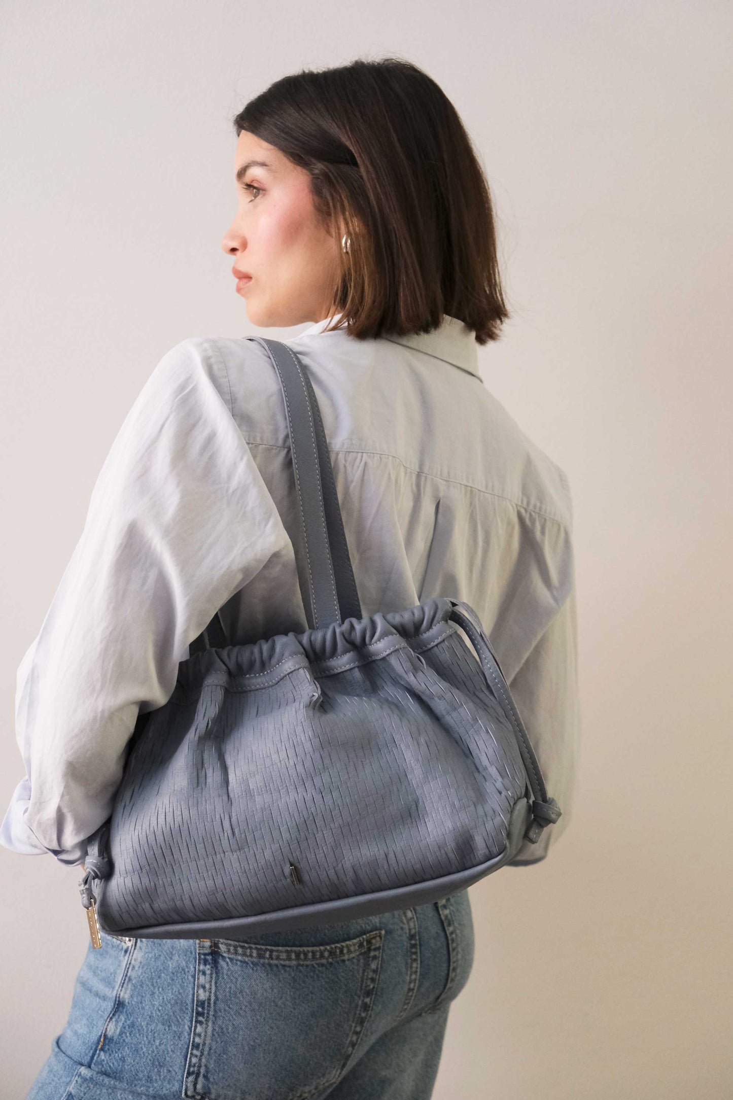 Agnes bucket in rain perforated leather - Made in Italy -