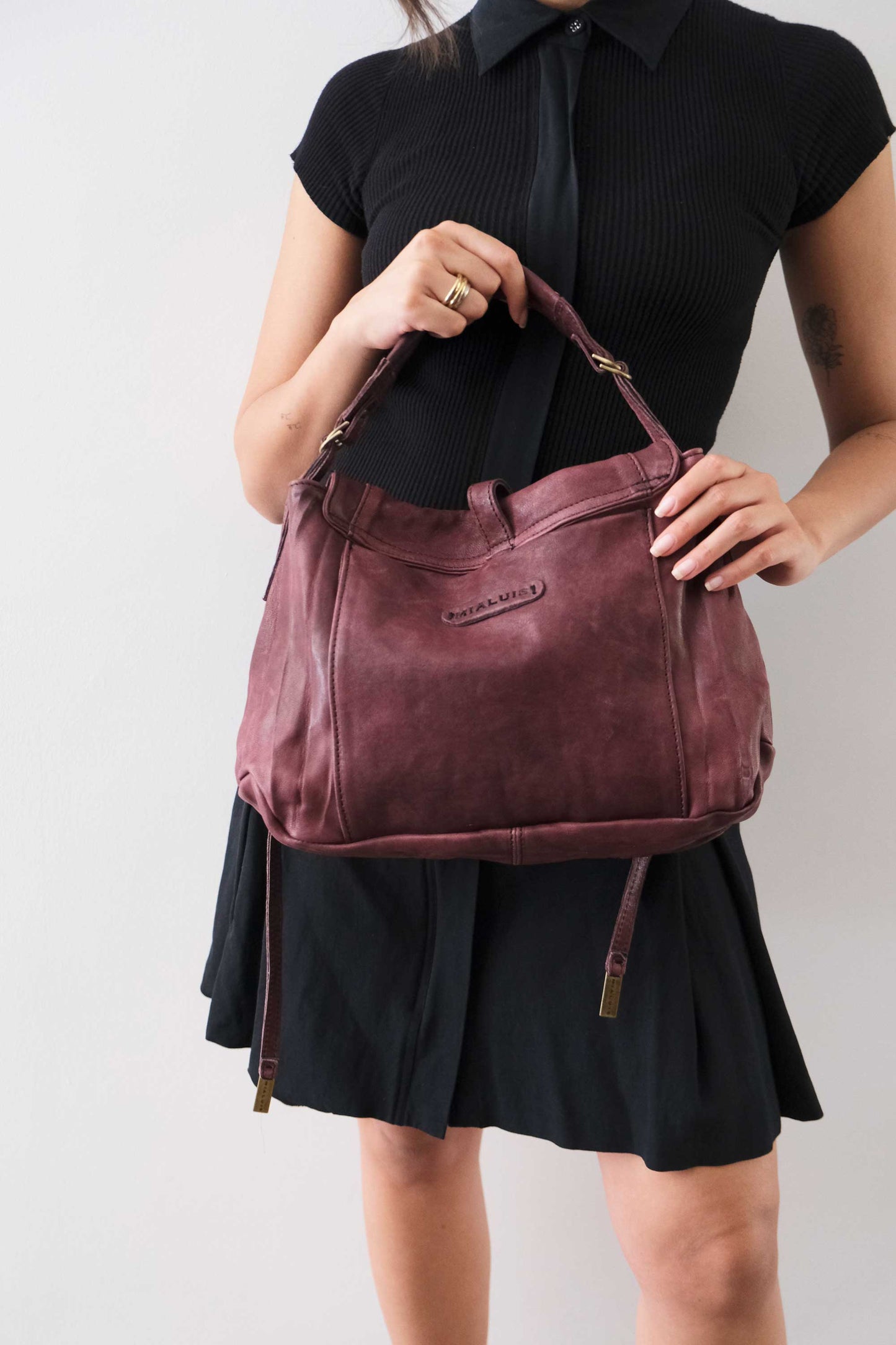 PRE ORDER discount 15%-Do saddle bag in plum soft nappa lomé - use code PREORDER15 - ESTIMATED DELIVERY SEPTEMBER 15- Made in Italy -