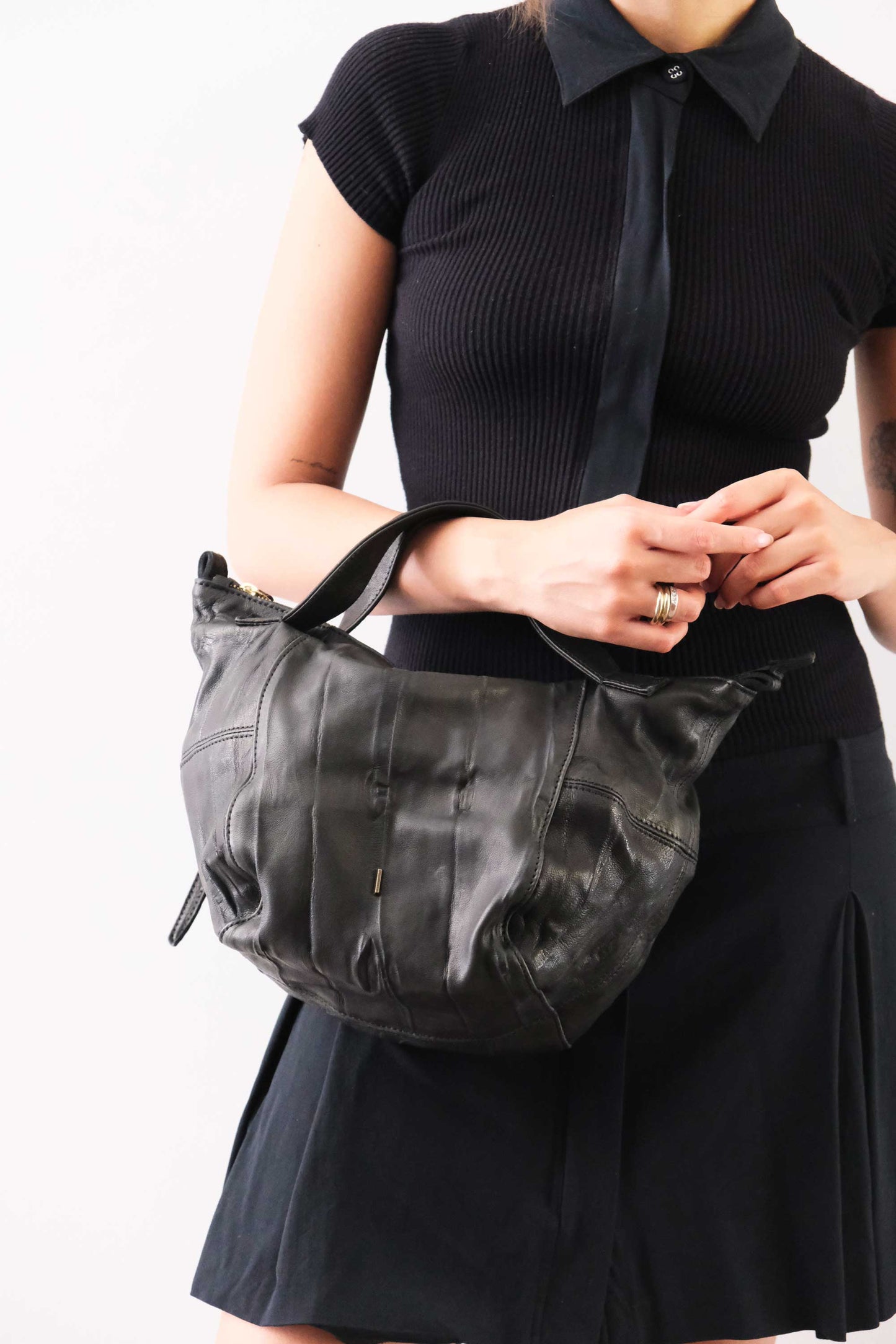 PRE ORDER discount 15%- Marty bag in black soft washed nappa lomè - use code PREORDER15 - ESTIMATED DELIVERY SEPTEMBER 15- Made in Italy -