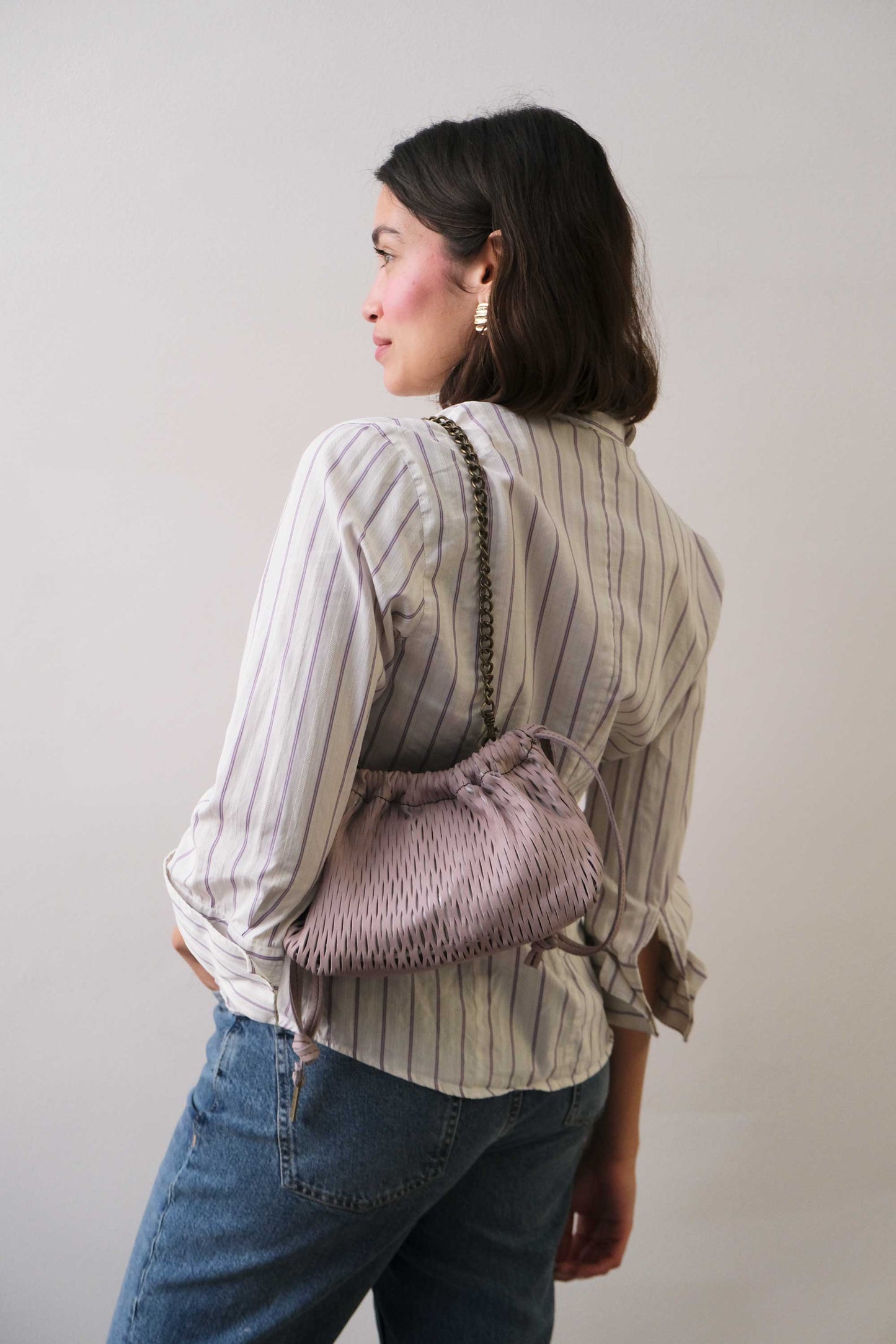 Agnes mini pochette in orchid perforated leather - Made in Italy -