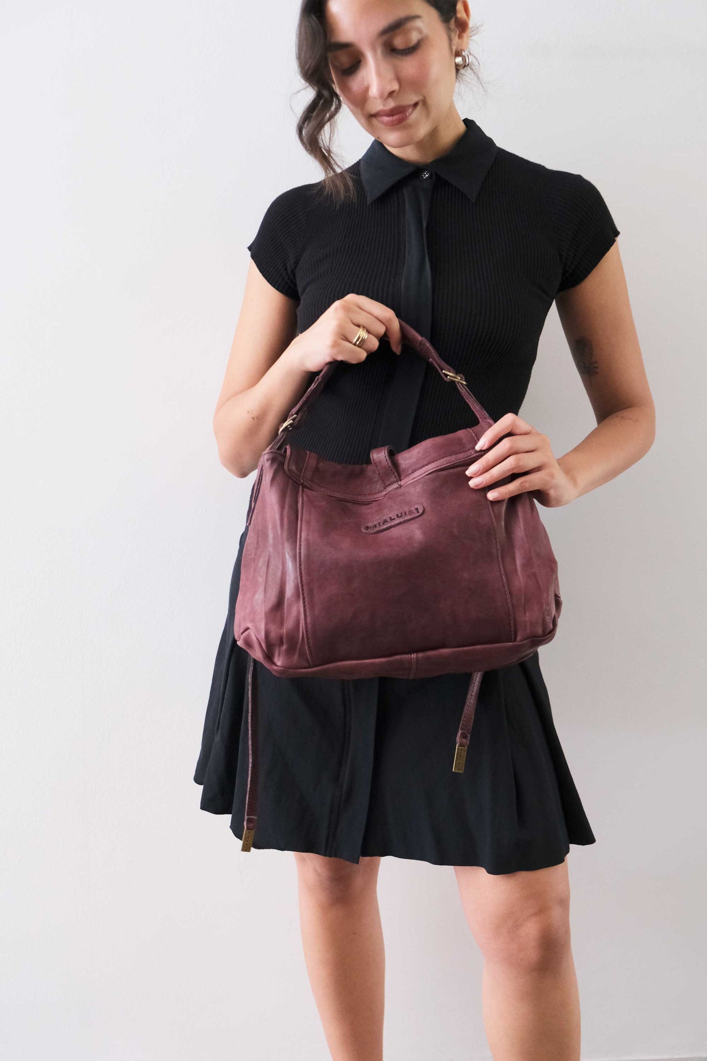 PRE ORDER discount 15%-Do saddle bag in plum soft nappa lomé - use code PREORDER15 - ESTIMATED DELIVERY SEPTEMBER 15- Made in Italy -