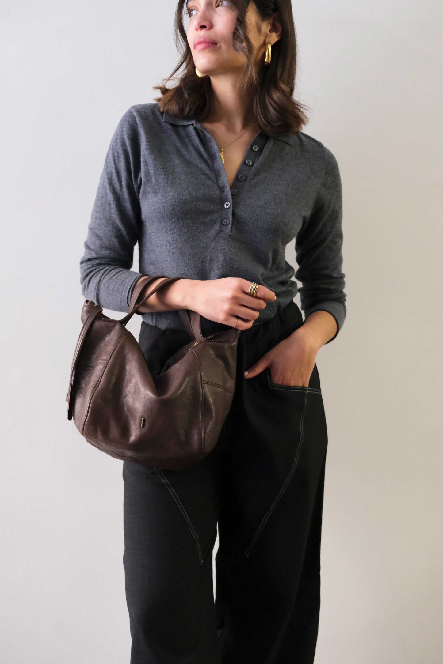 Marty bag in brown soft nappa - Made in Italy -