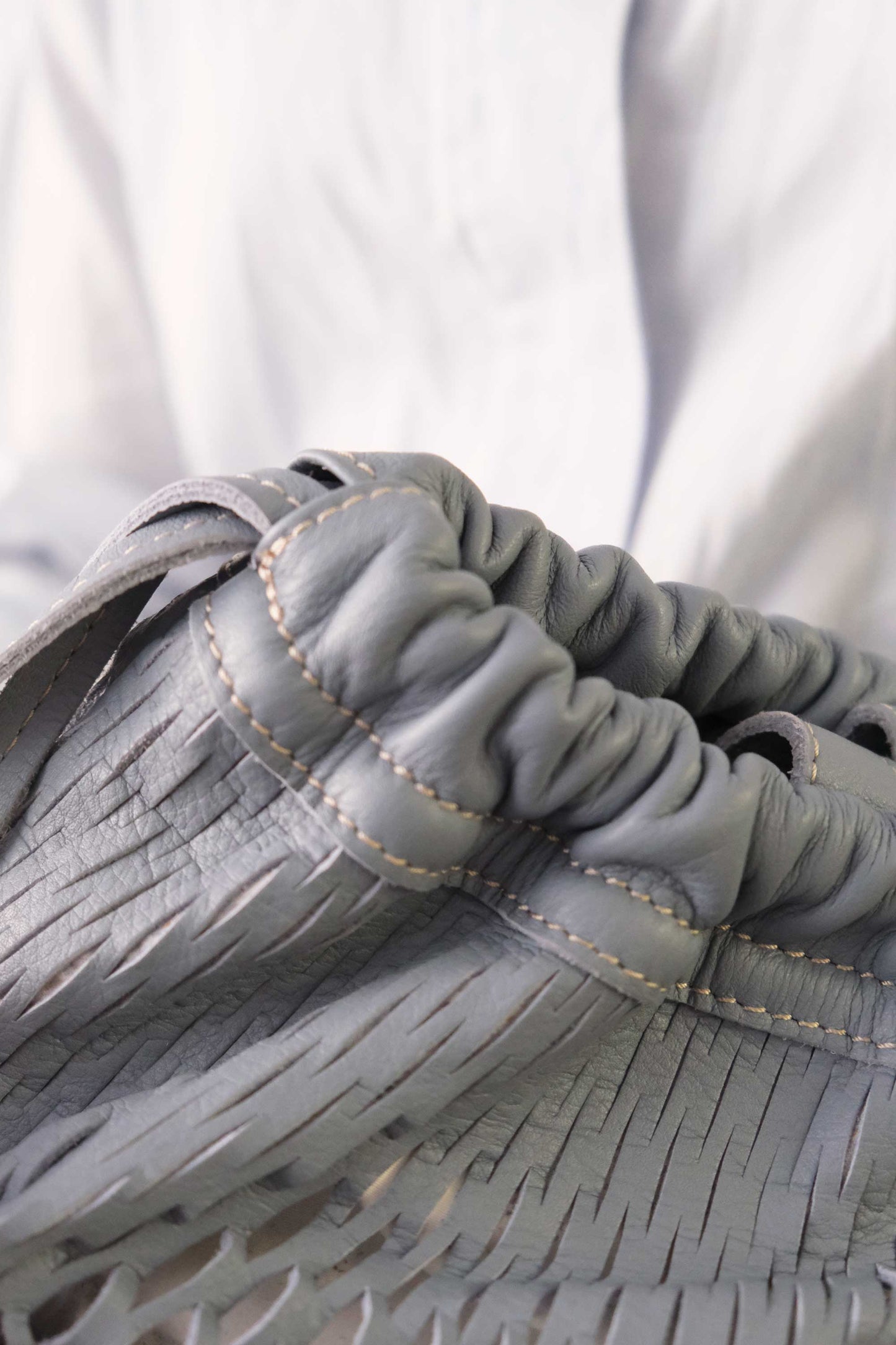 Agnes bucket in rain perforated leather - Made in Italy -