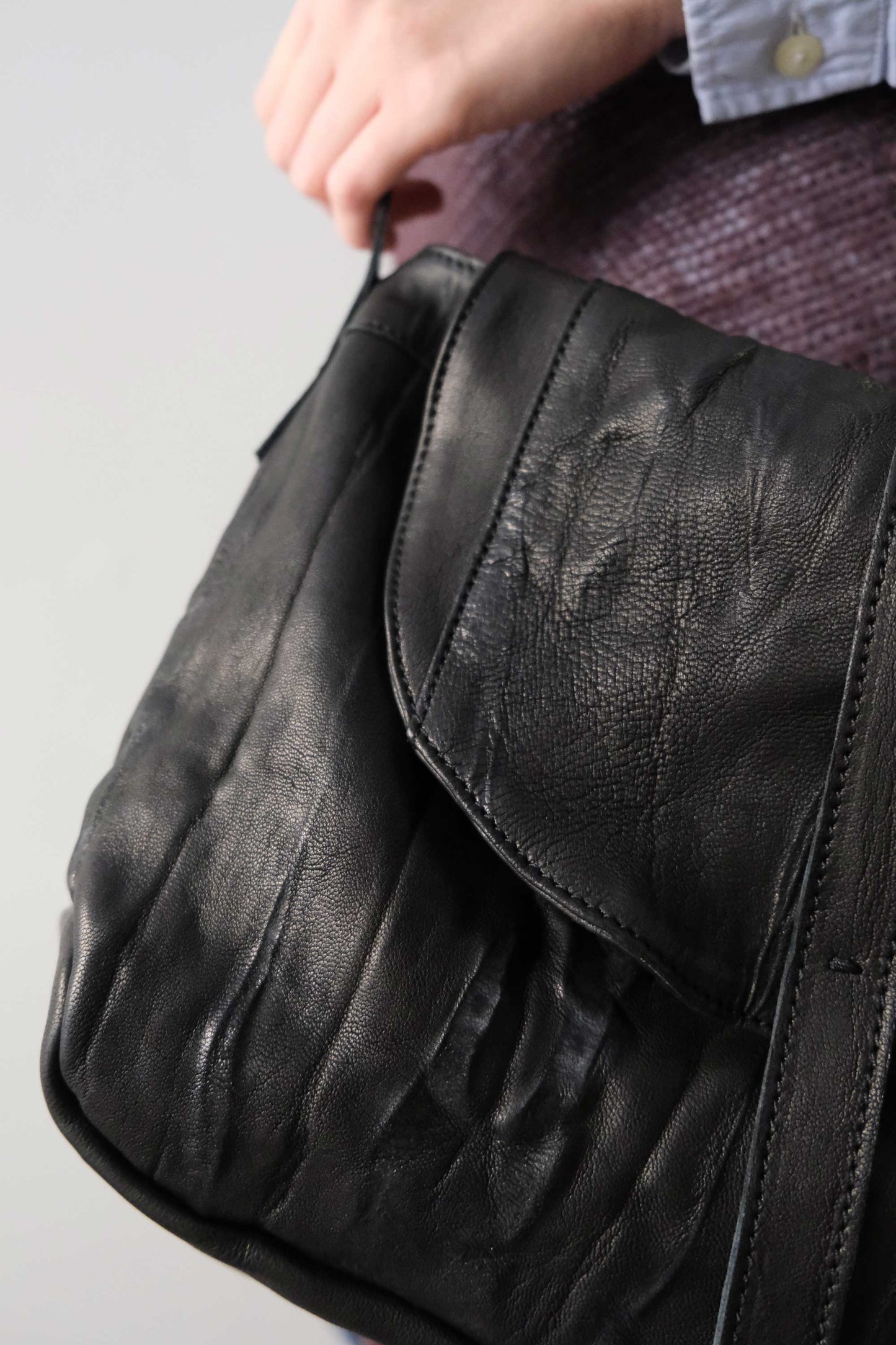 Do saddle bag black in soft nappa lomé - Made in Italy -
