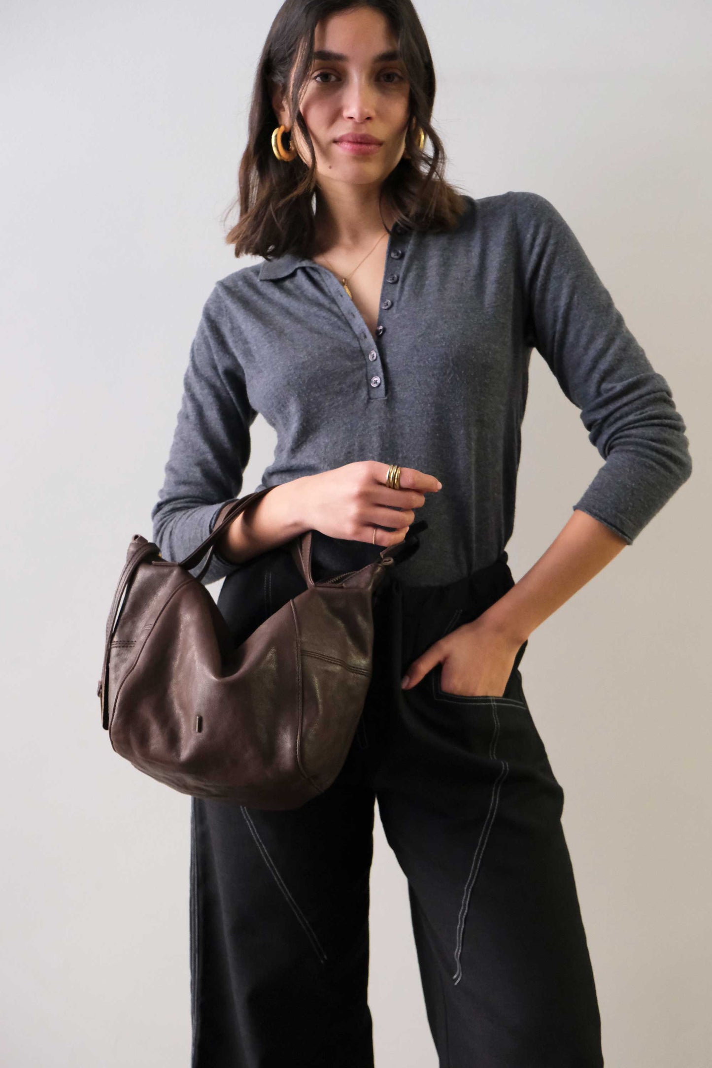 Marty bag in brown soft nappa - Made in Italy -