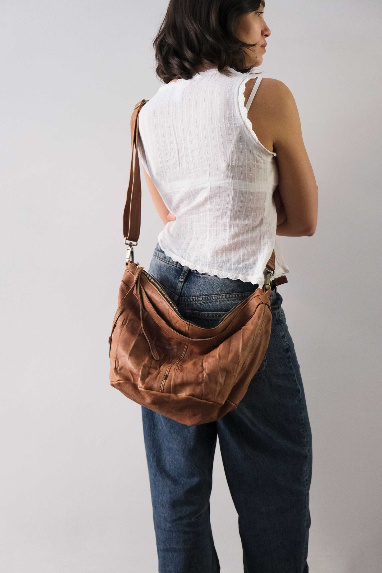 Carola bag cioccolato morbida nappa lomè - Made in Italy -