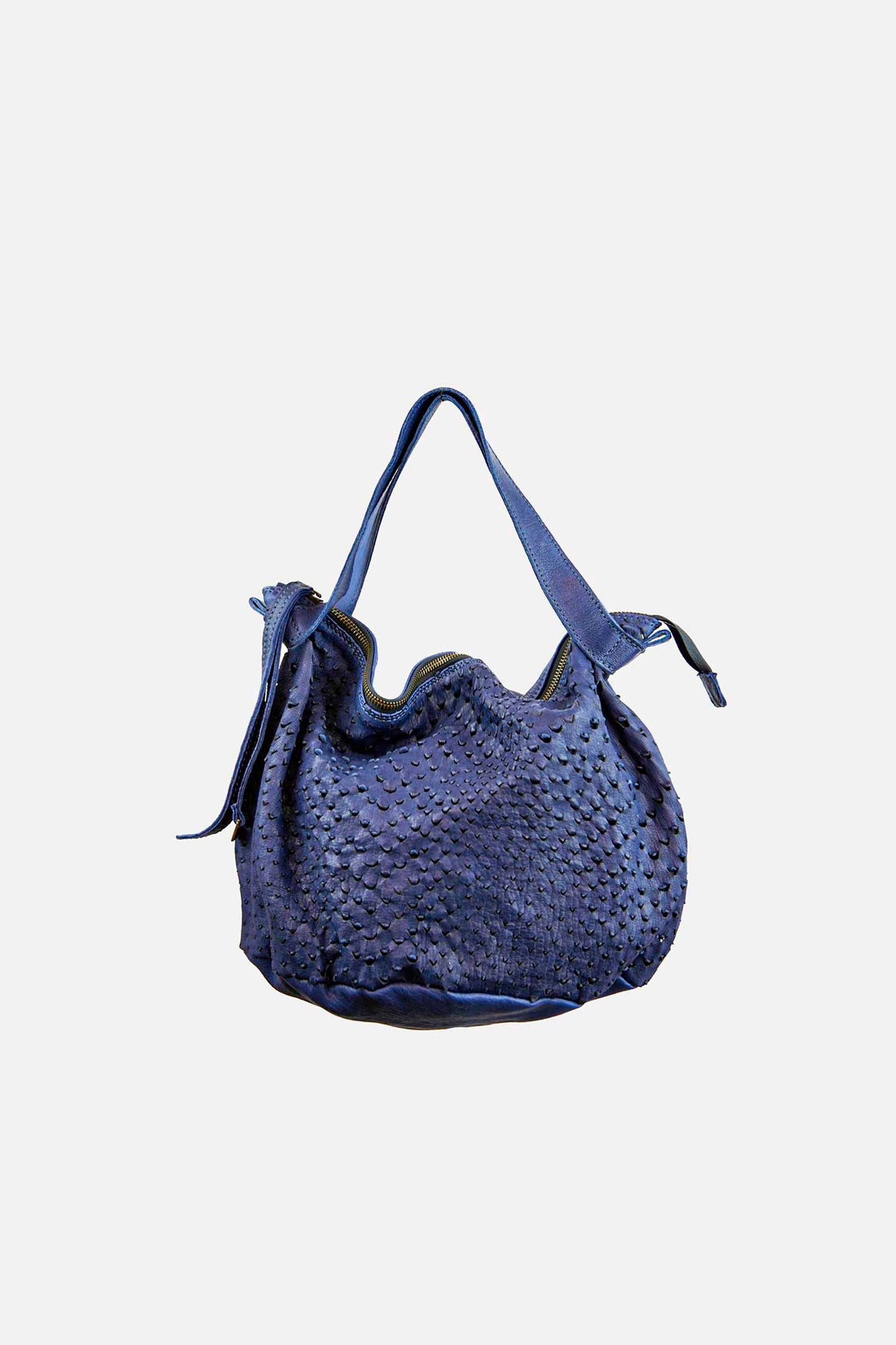 Carola bag in cobalto perforated leather - Made in Italy -