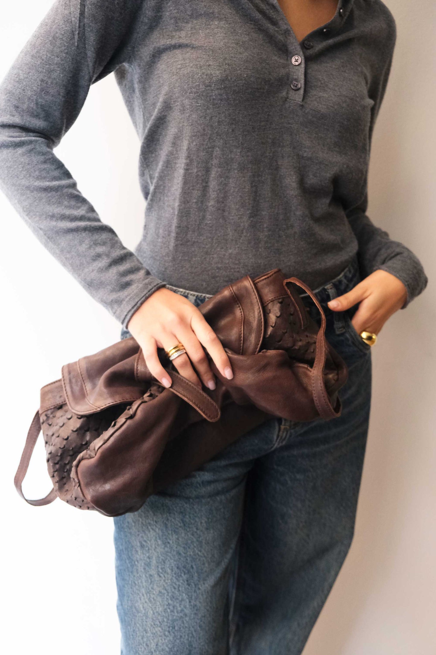 PRE ORDER discount 15%-Do saddle bag in brown perforated leather - use code PREORDER15 - ESTIMATED DELIVERY SEPTEMBER 15- Made in Italy -