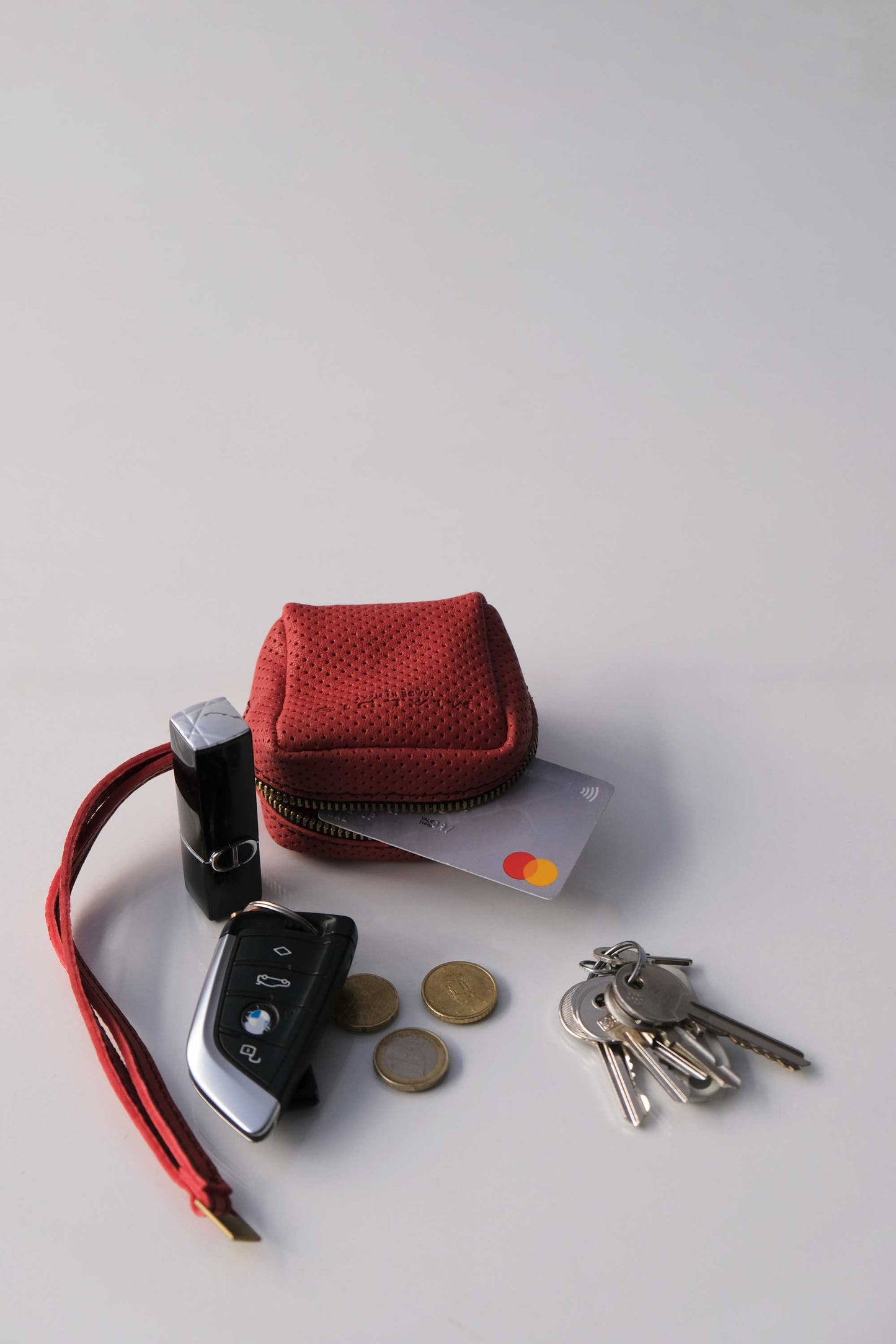 Dream box mini pochette in nappa forata rossa - Made in Italy -