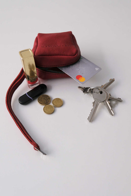 Dream box mini pochette in nappa red vegetable leather - Made in Italy -