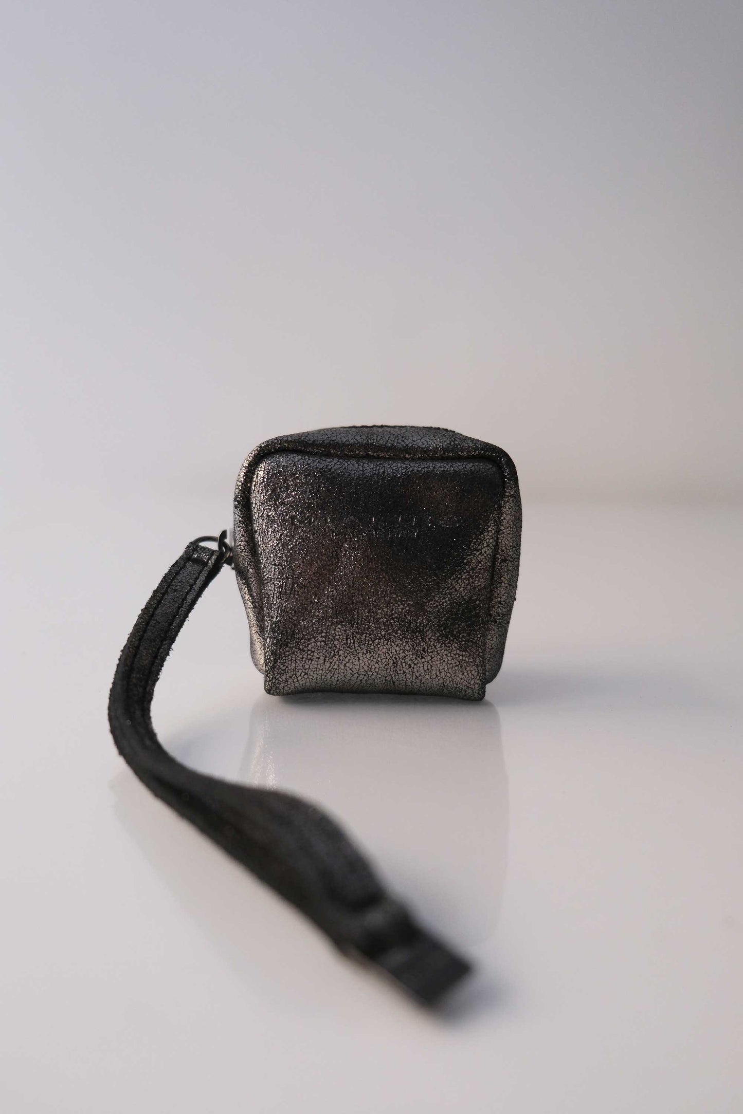 Dream box mini pochette in pewter soft leather