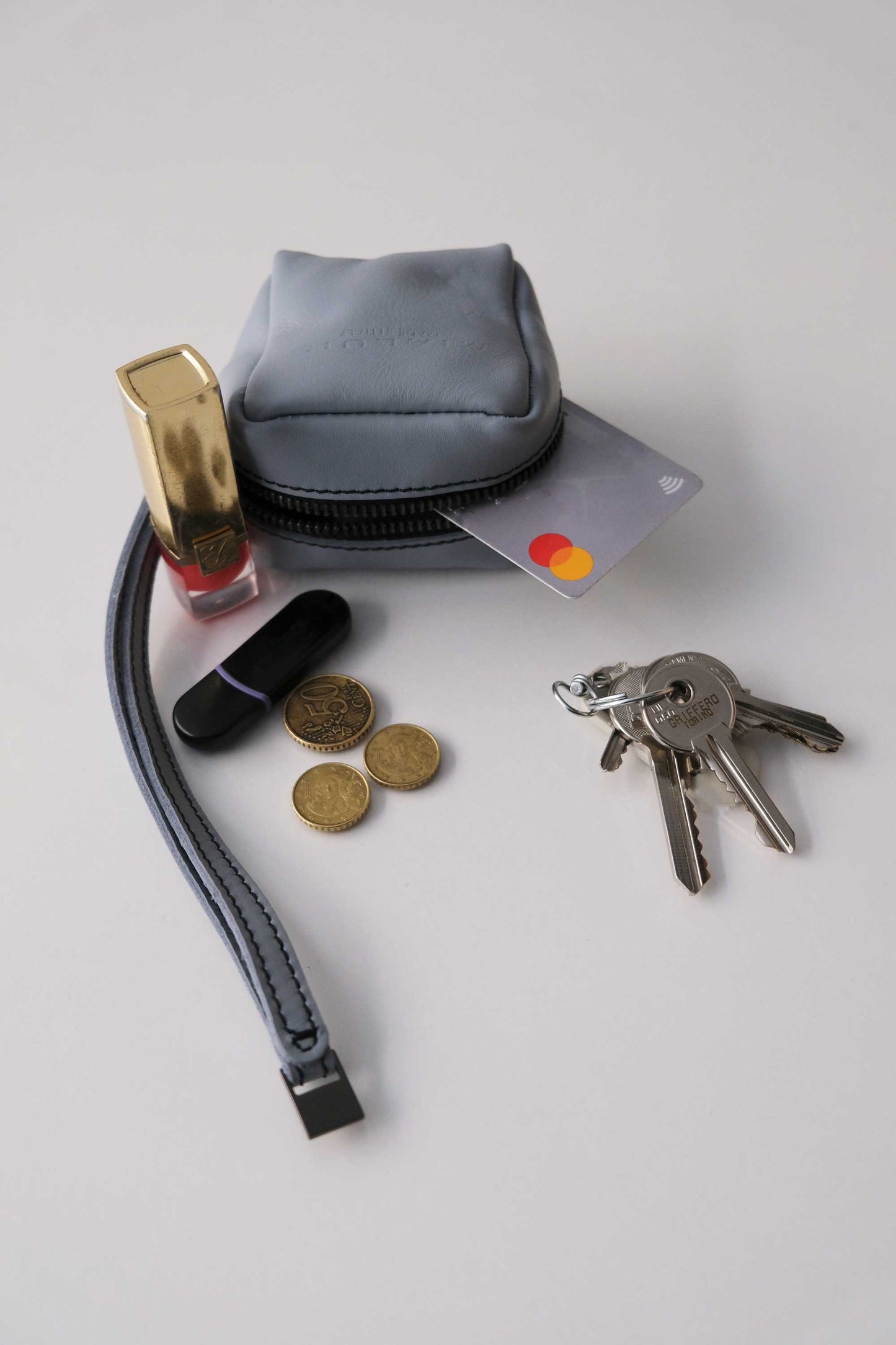 Dream box mini pochette in morbida pelle color pioggia - Made in Italy -