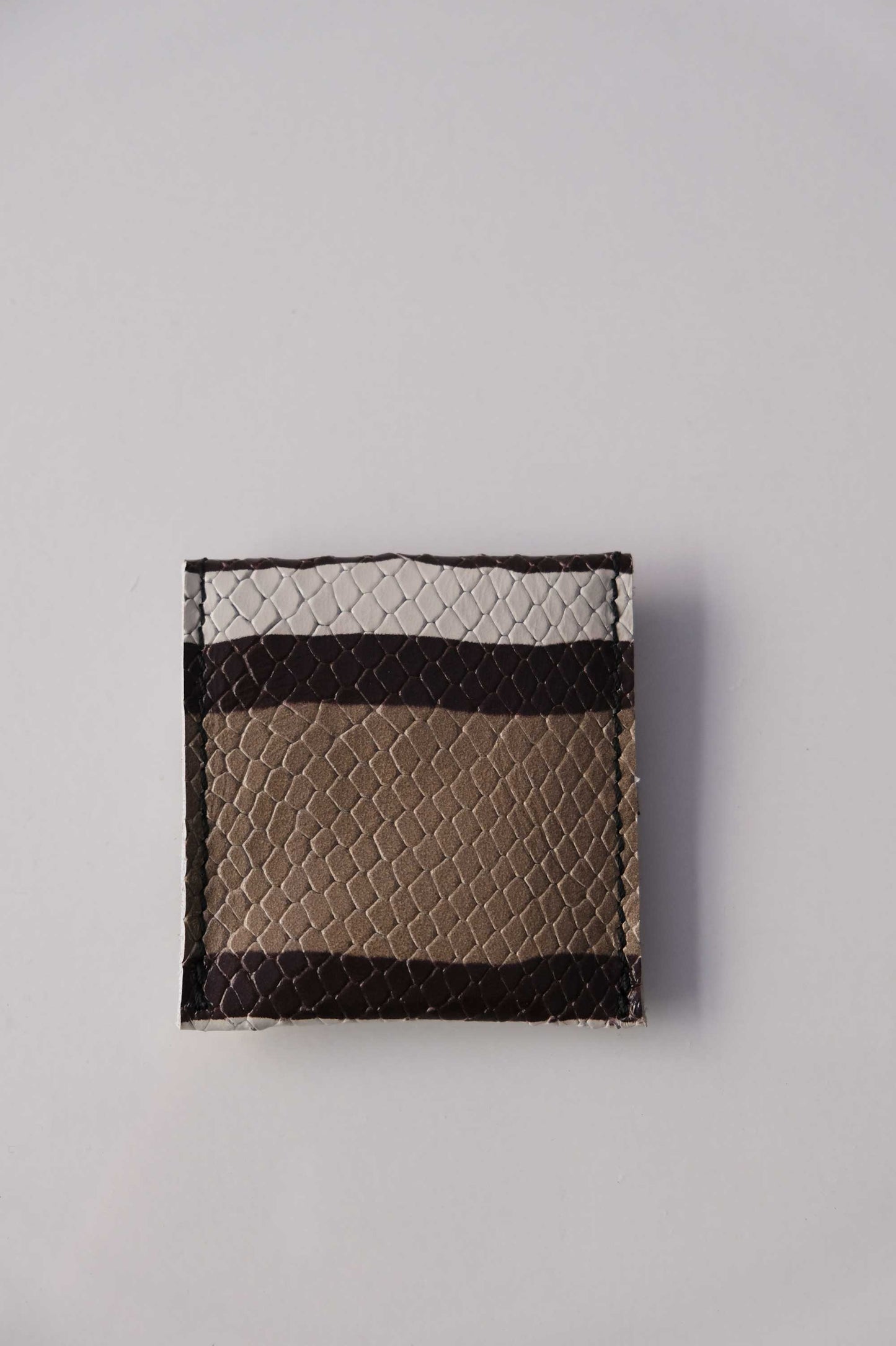 Dream Seed taupe stripe calf leather coin pouch - Made in Italy -