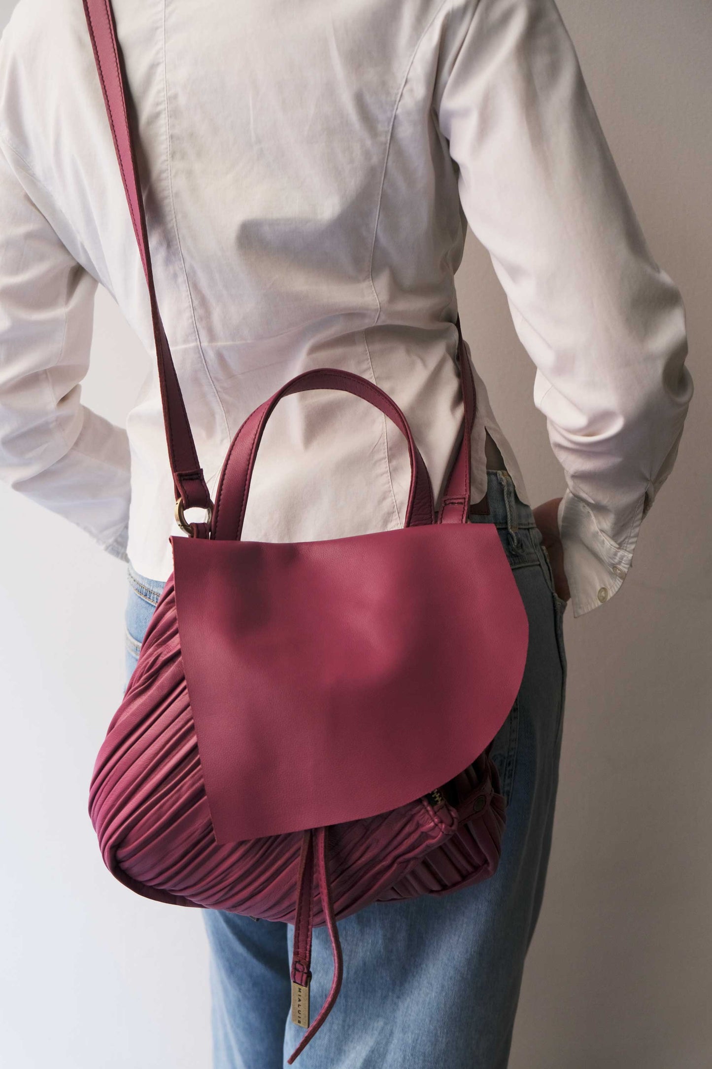 PRE ORDER discount 15%- Minu in pleated barolo colour leather- use code PREORDER15 - ESTIMATED DELIVERY END SEPTEMBER - Made in Italy -
