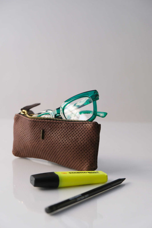 Mix nappa chocolate perforated – The Sustainable Pochette - Made in Italy