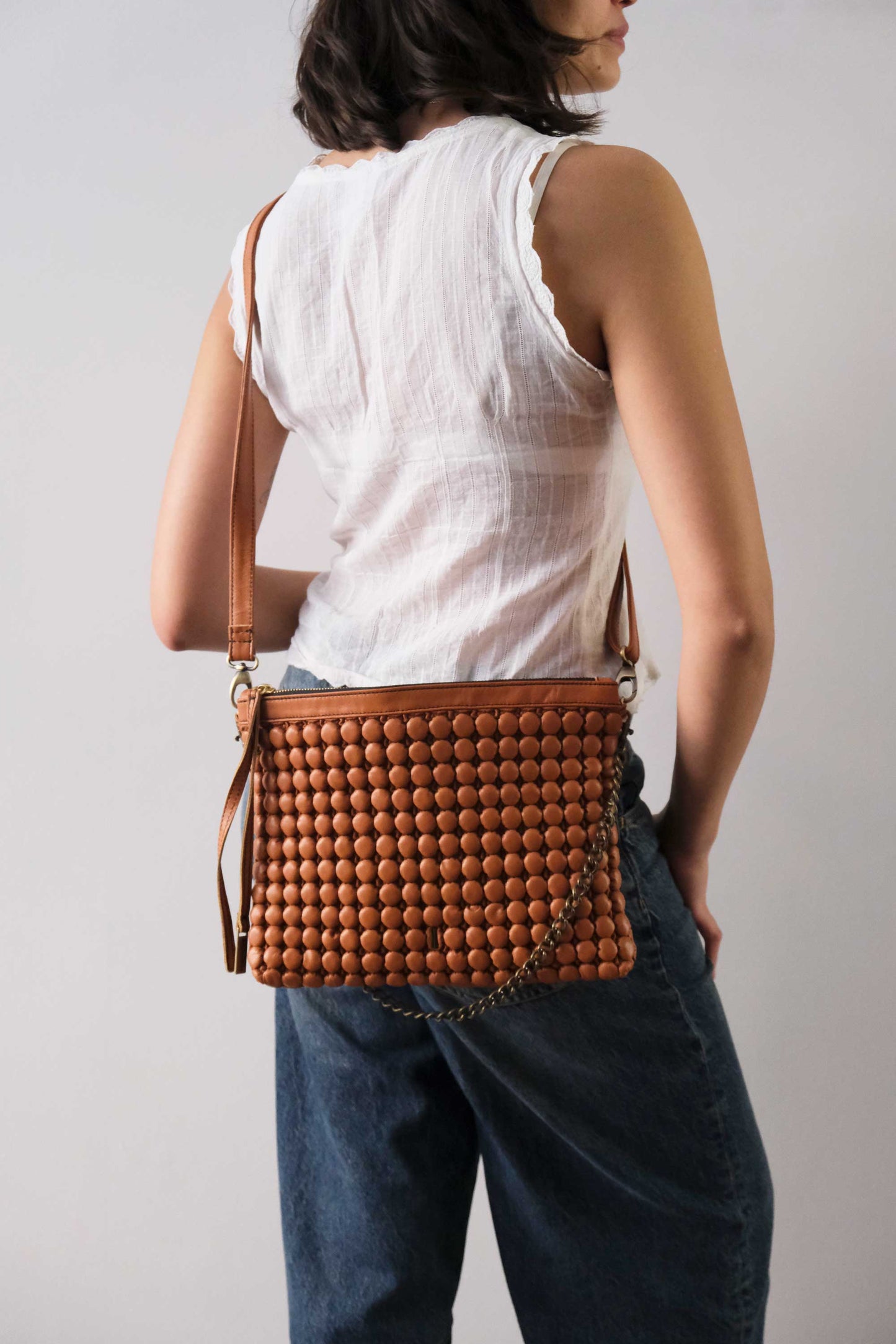Zoe in pleated bubble biscuit soft nappa leather - Made in Italy -