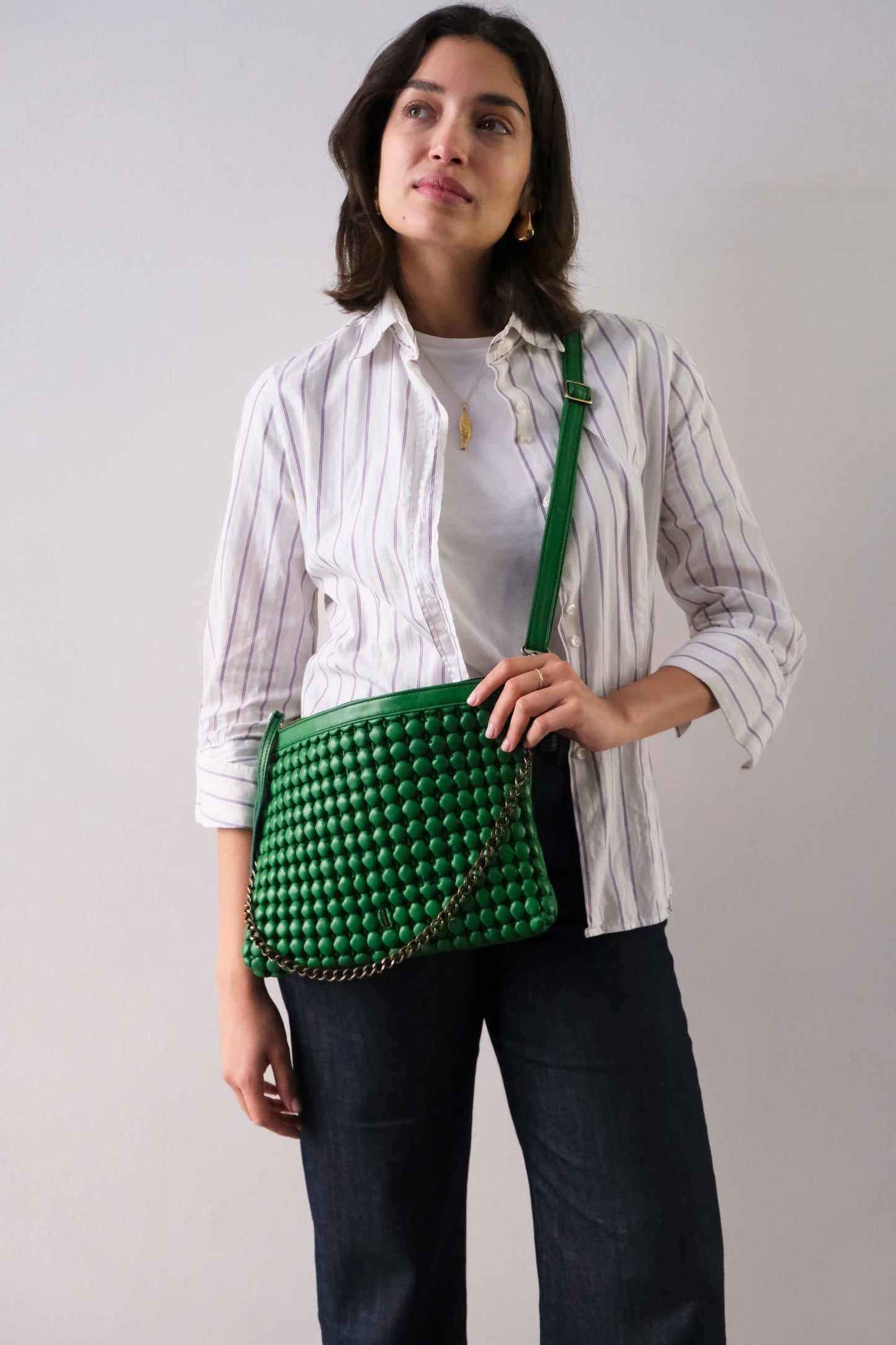 Zoe smeraldo in morbida nappa plisse bubble - Made in Italy -