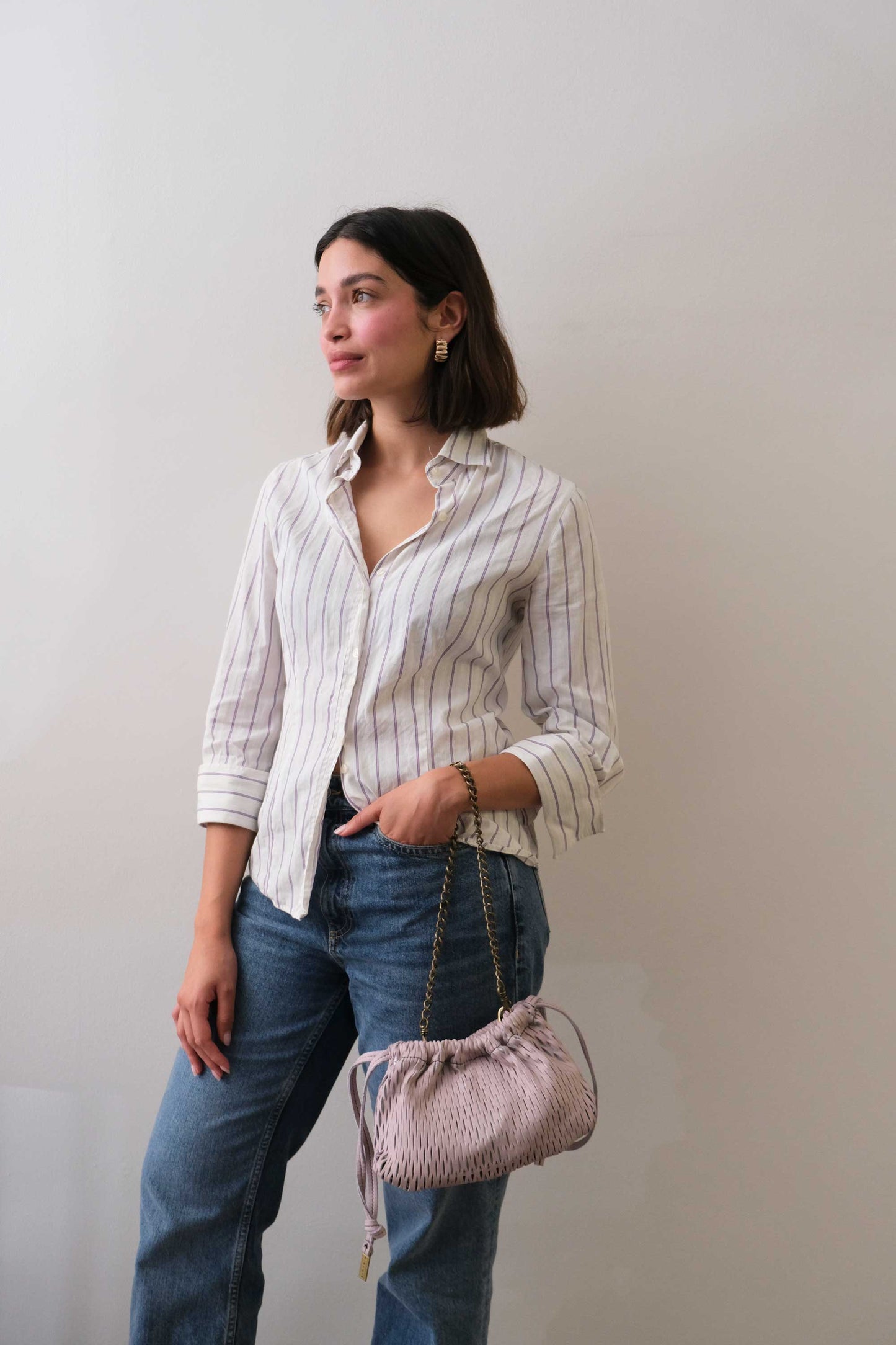 Agnes mini pochette in orchid perforated leather - Made in Italy -