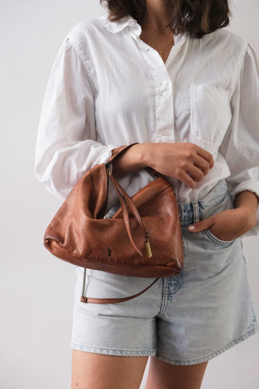 Chicca Media hobo bag in pelle cognac turner - Made in Italy -