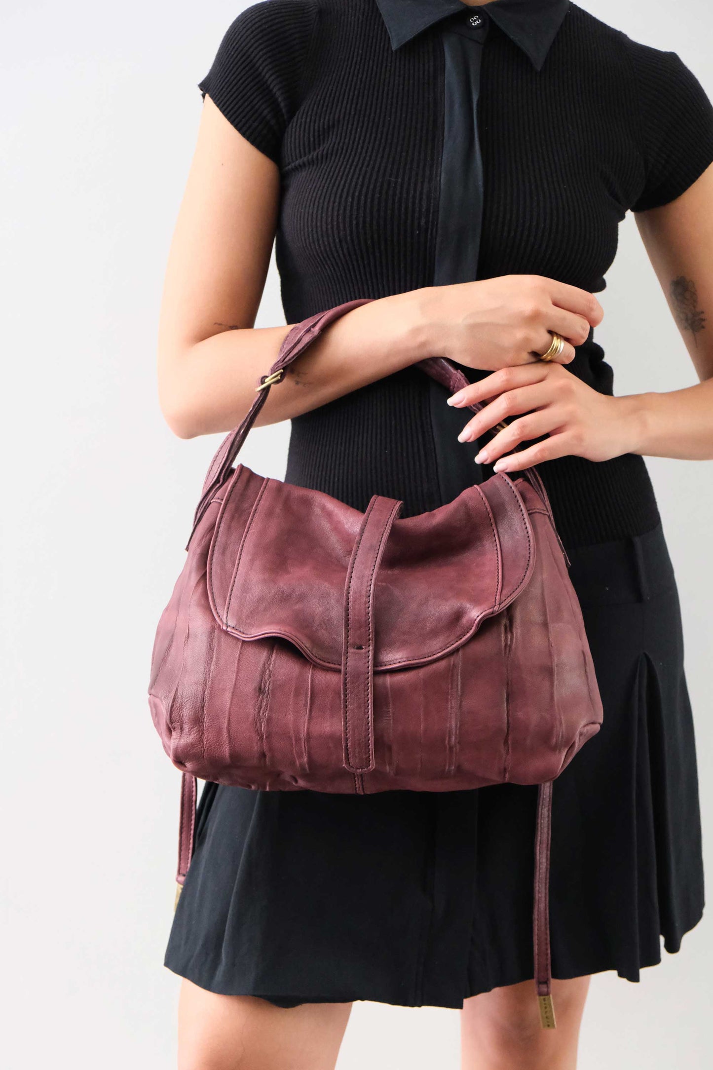 PRE ORDER discount 15%-Do saddle bag in plum soft nappa lomé - use code PREORDER15 - ESTIMATED DELIVERY SEPTEMBER 15- Made in Italy -