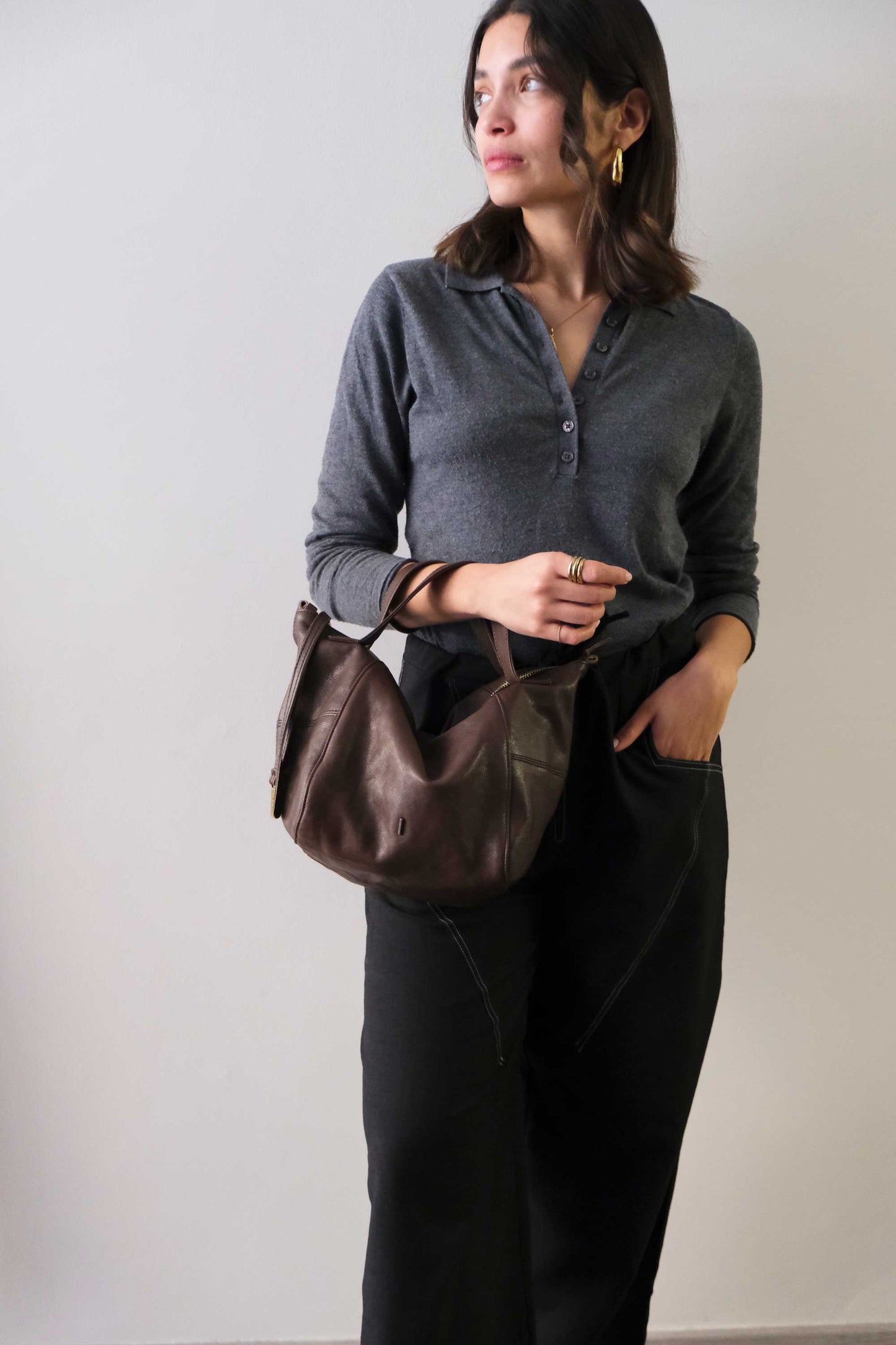 Marty bag in brown soft nappa - Made in Italy -