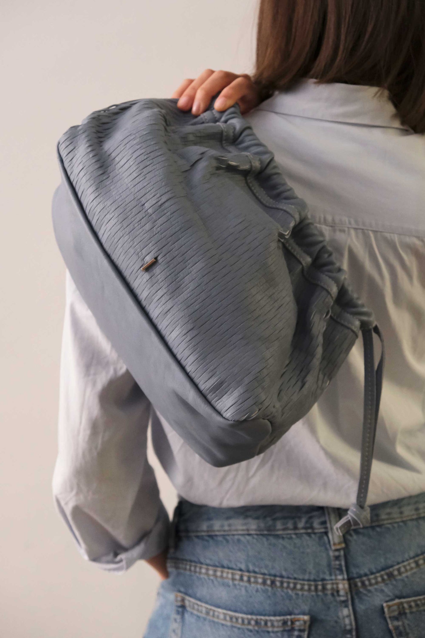 Agnes bucket in rain perforated leather - Made in Italy -