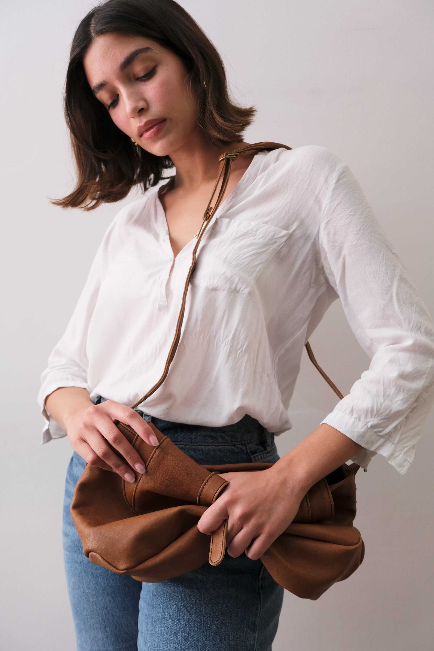 PRE ORDER discount 15%-Do saddle bag in cognac soft nappa - use code PREORDER15 - ESTIMATED DELIVERY SEPTEMBER 15- Made in Italy -