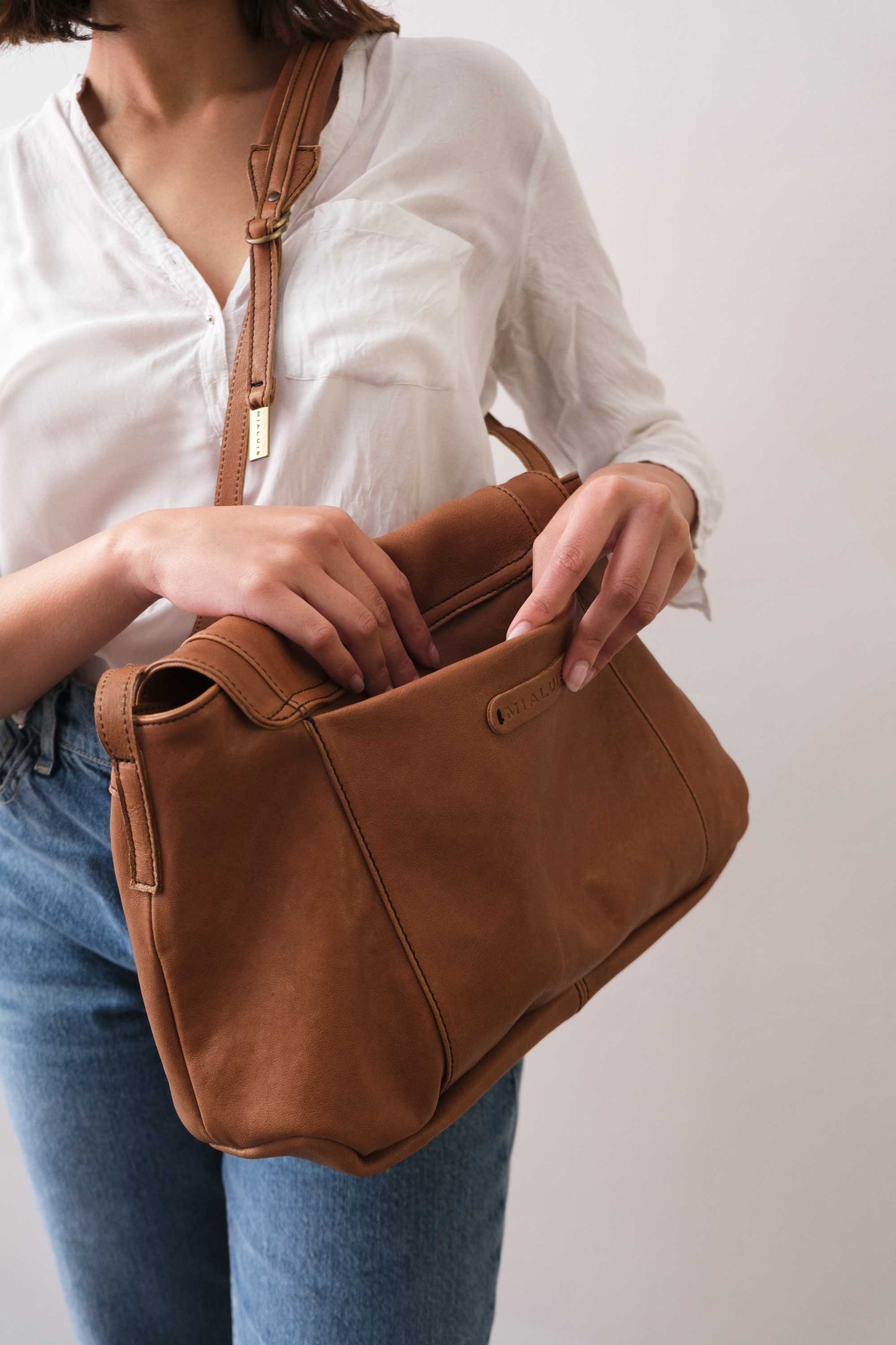 PRE ORDER discount 15%-Do saddle bag in cognac soft nappa - use code PREORDER15 - ESTIMATED DELIVERY SEPTEMBER 15- Made in Italy -