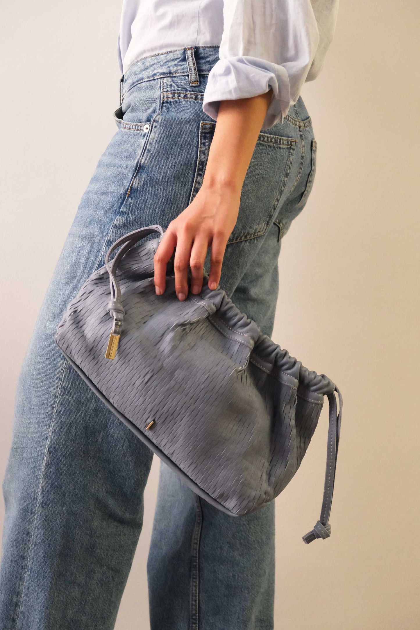 Agnes bucket in rain perforated leather - Made in Italy -