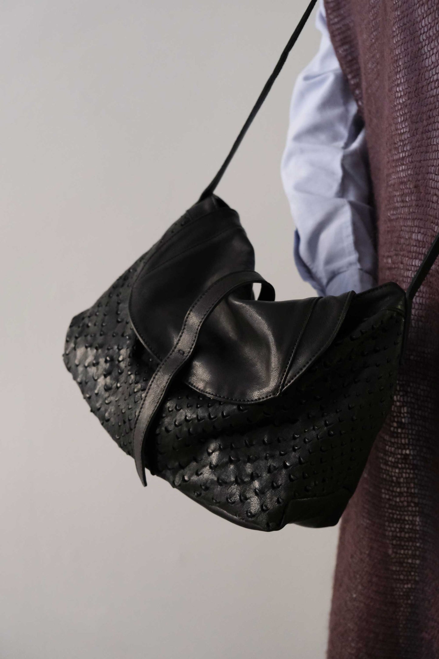 Do saddle bag in black perforated leather - Made in Italy -
