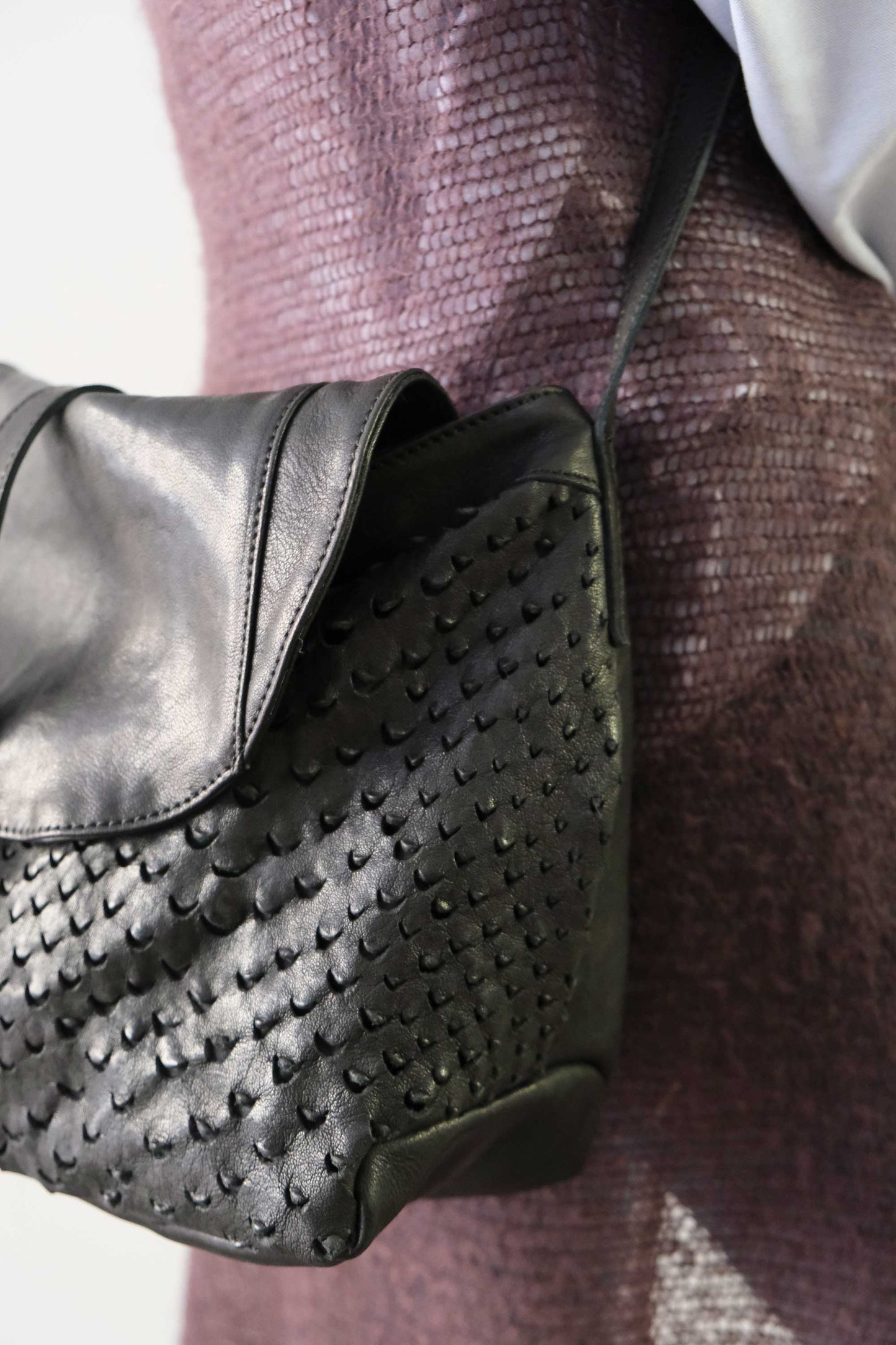 Do saddle bag in black perforated leather - Made in Italy -
