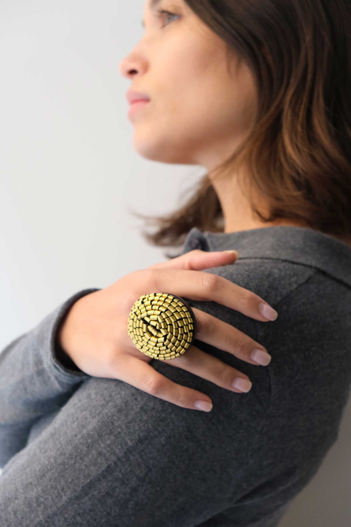 Gabrielle gold leather ring - Made in Italy -