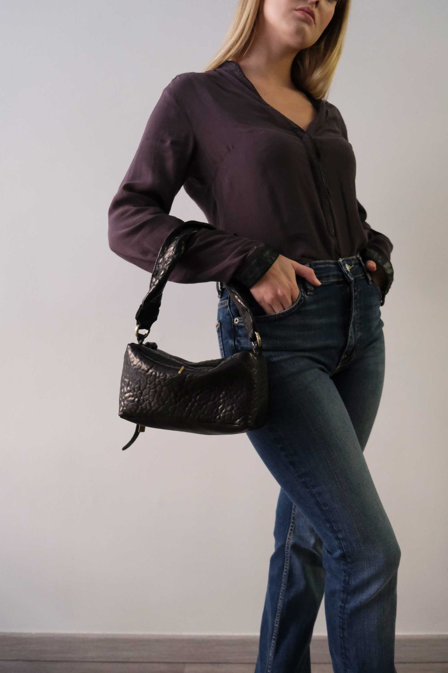 Bobo Mini Torchon top handle bag in mutton vegetable leather