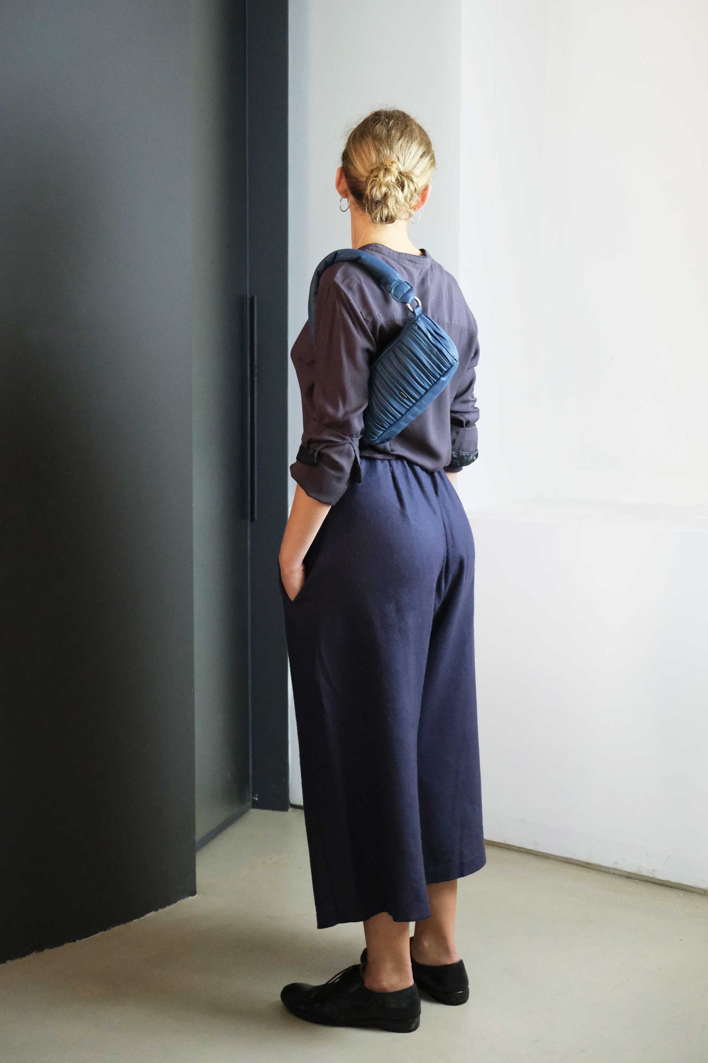 Bobo mini in denim pleated leather