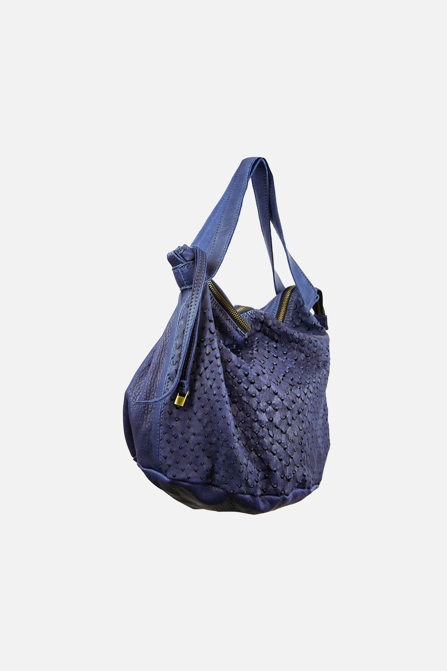 Carola bag in cobalto perforated leather - Made in Italy -
