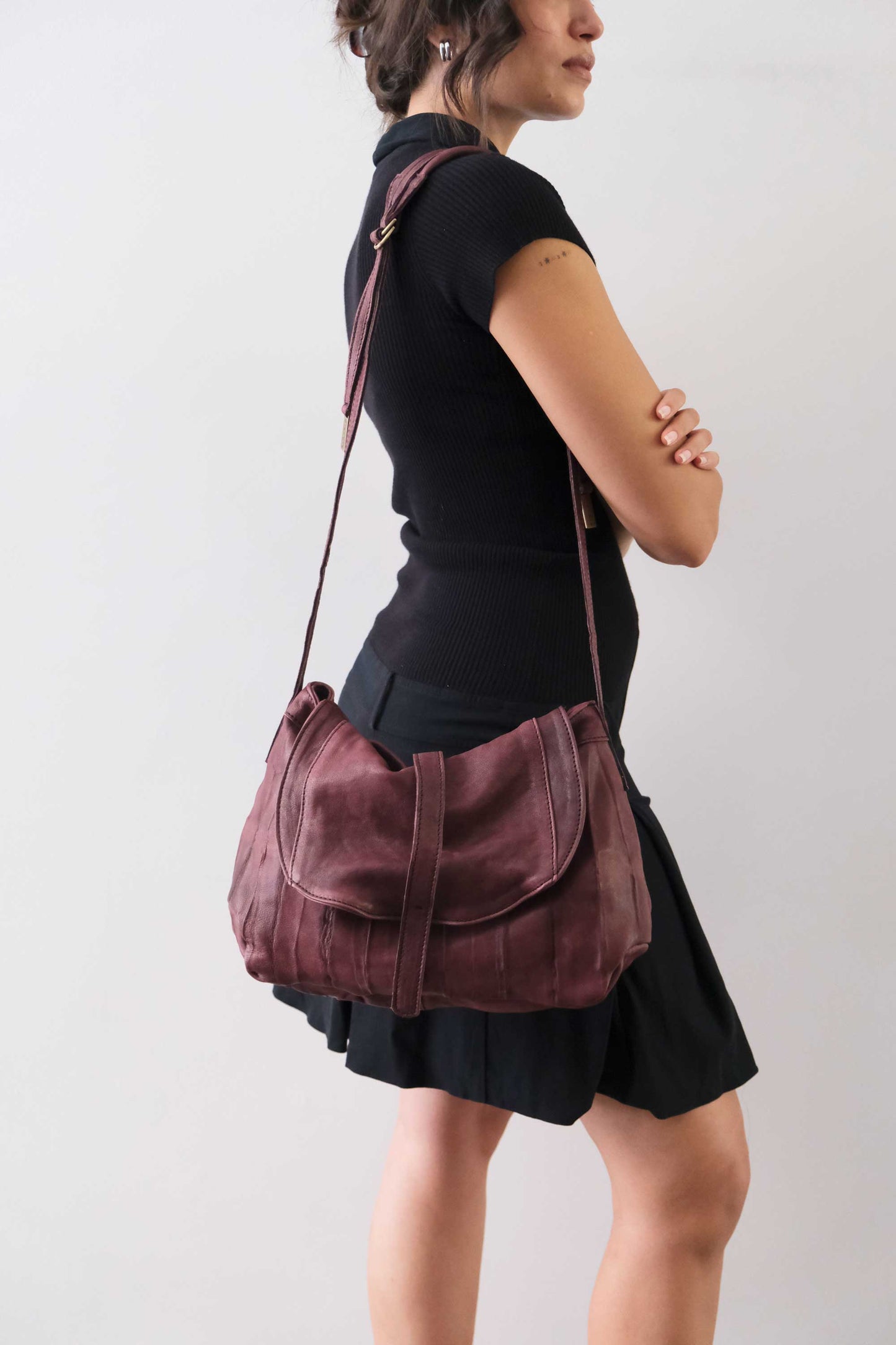 PRE ORDER discount 15%-Do saddle bag in plum soft nappa lomé - use code PREORDER15 - ESTIMATED DELIVERY SEPTEMBER 15- Made in Italy -