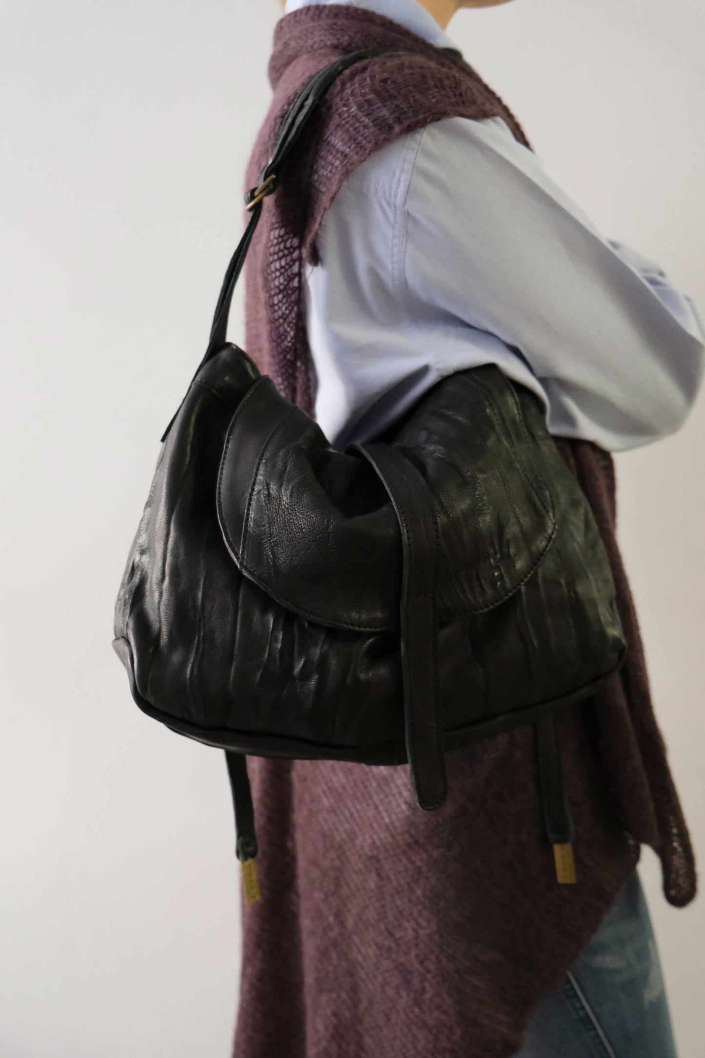 Do saddle bag black in soft nappa lomé - Made in Italy -
