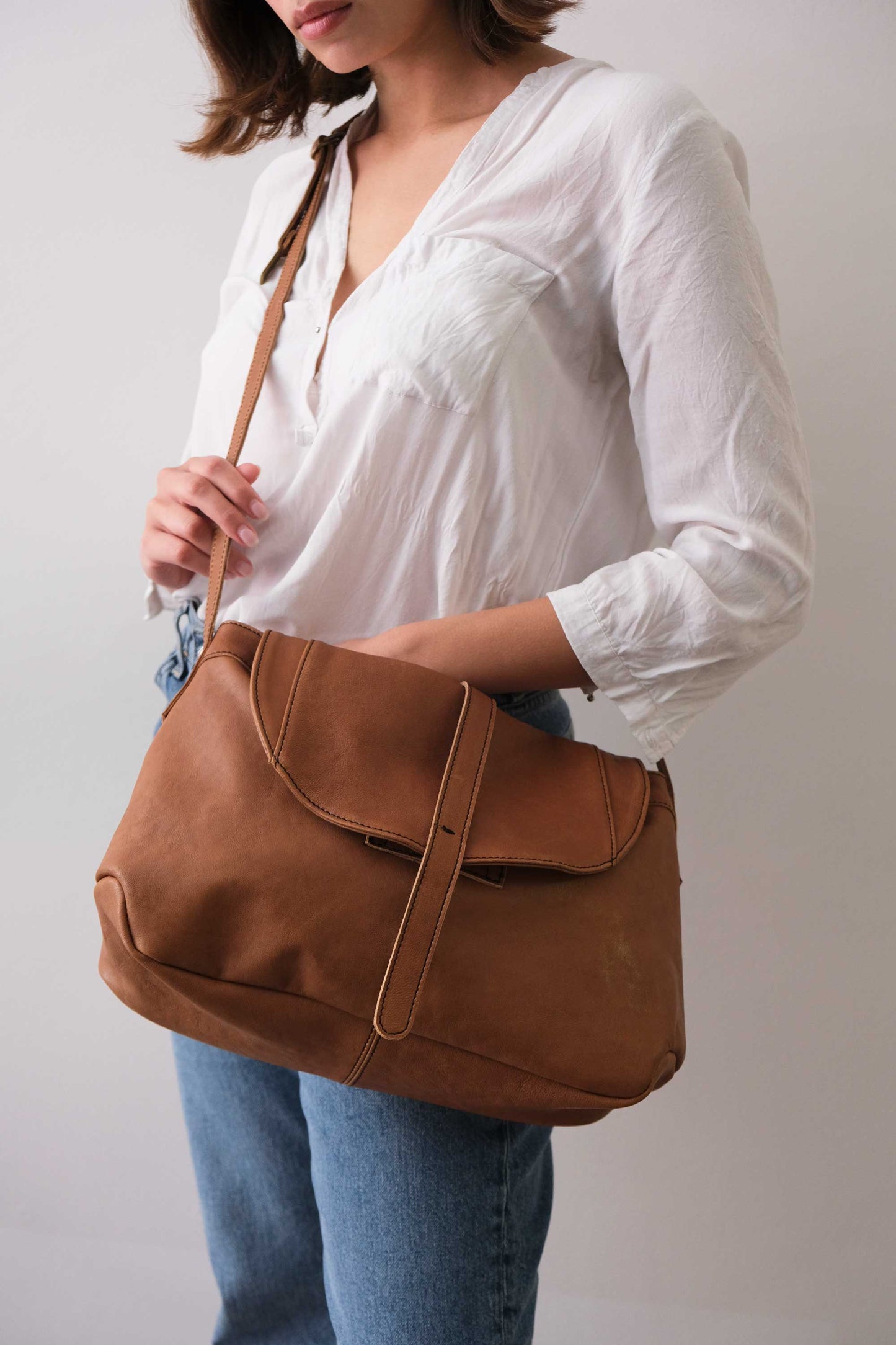 PRE ORDER discount 15%-Do saddle bag in cognac soft nappa - use code PREORDER15 - ESTIMATED DELIVERY SEPTEMBER 15- Made in Italy -