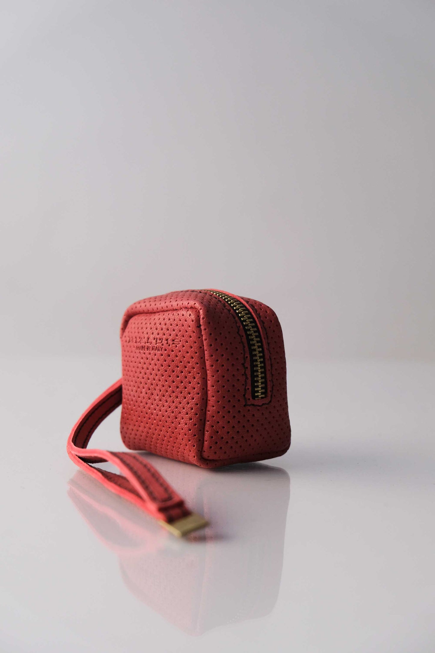 Dream box mini pochette in nappa forata rossa - Made in Italy -