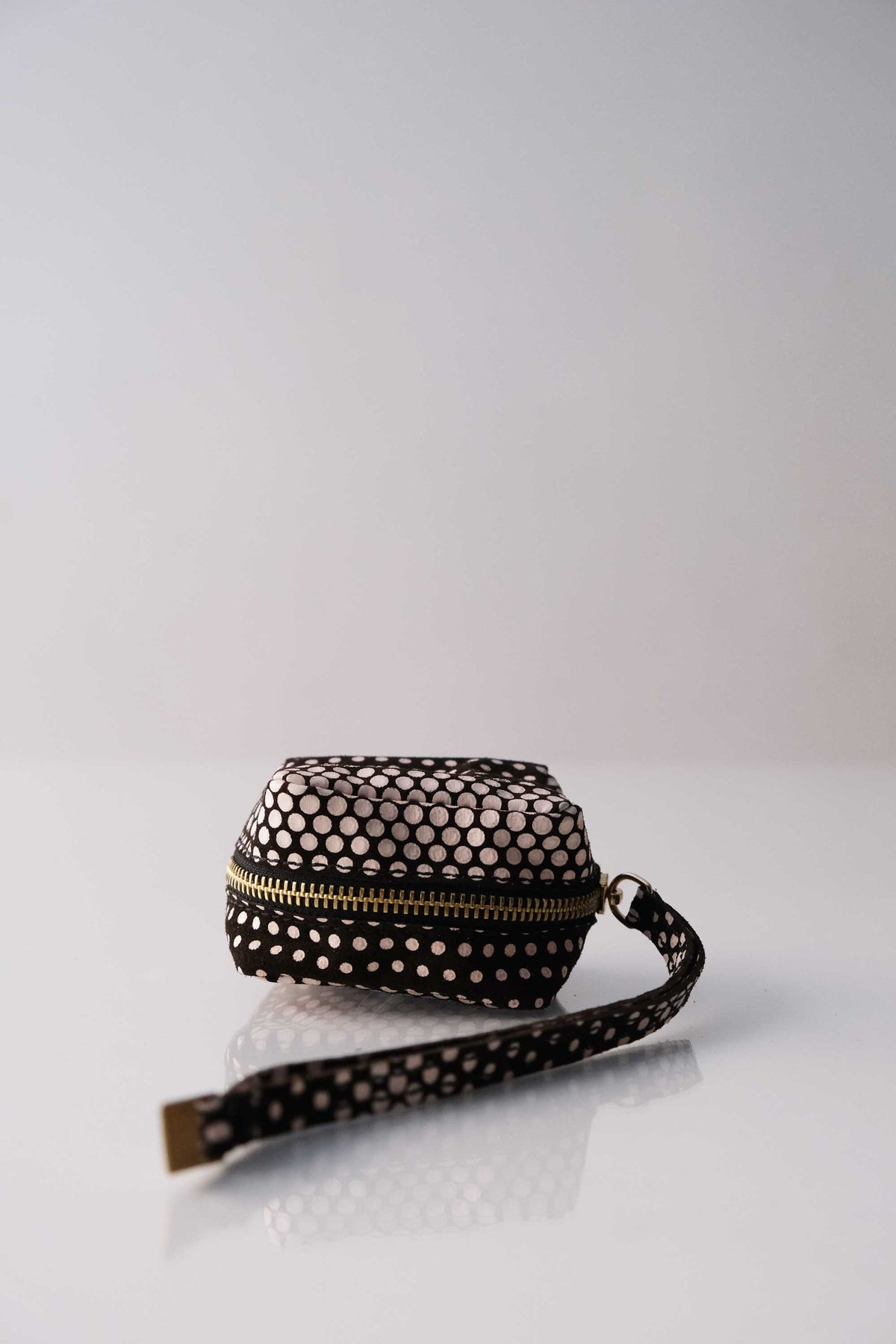 Dream box mini pochette in pois brown calf leather - Made in Italy -