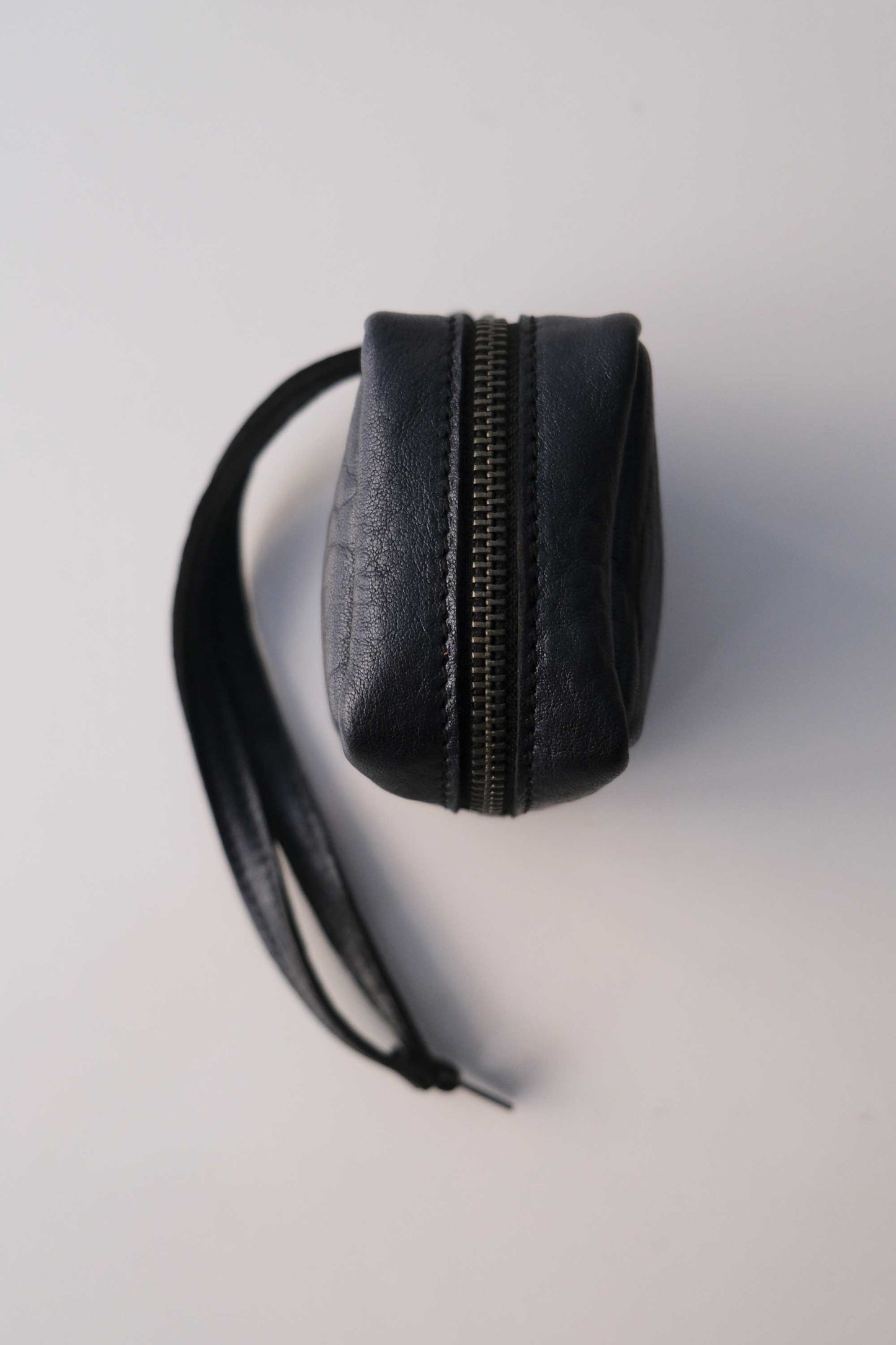 Dream box mini pochette in navy soft leather