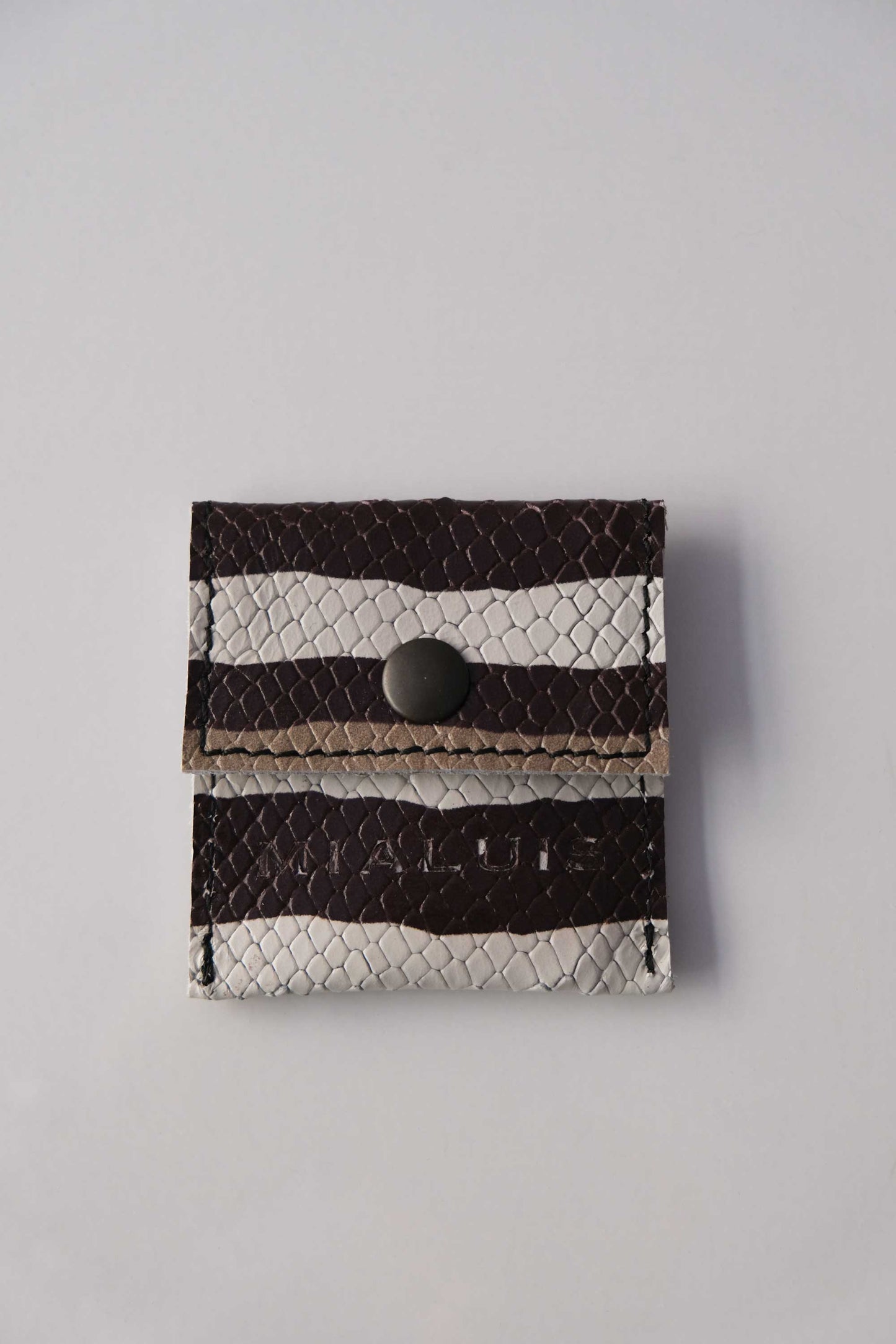 Dream Seed taupe stripe calf leather coin pouch - Made in Italy -