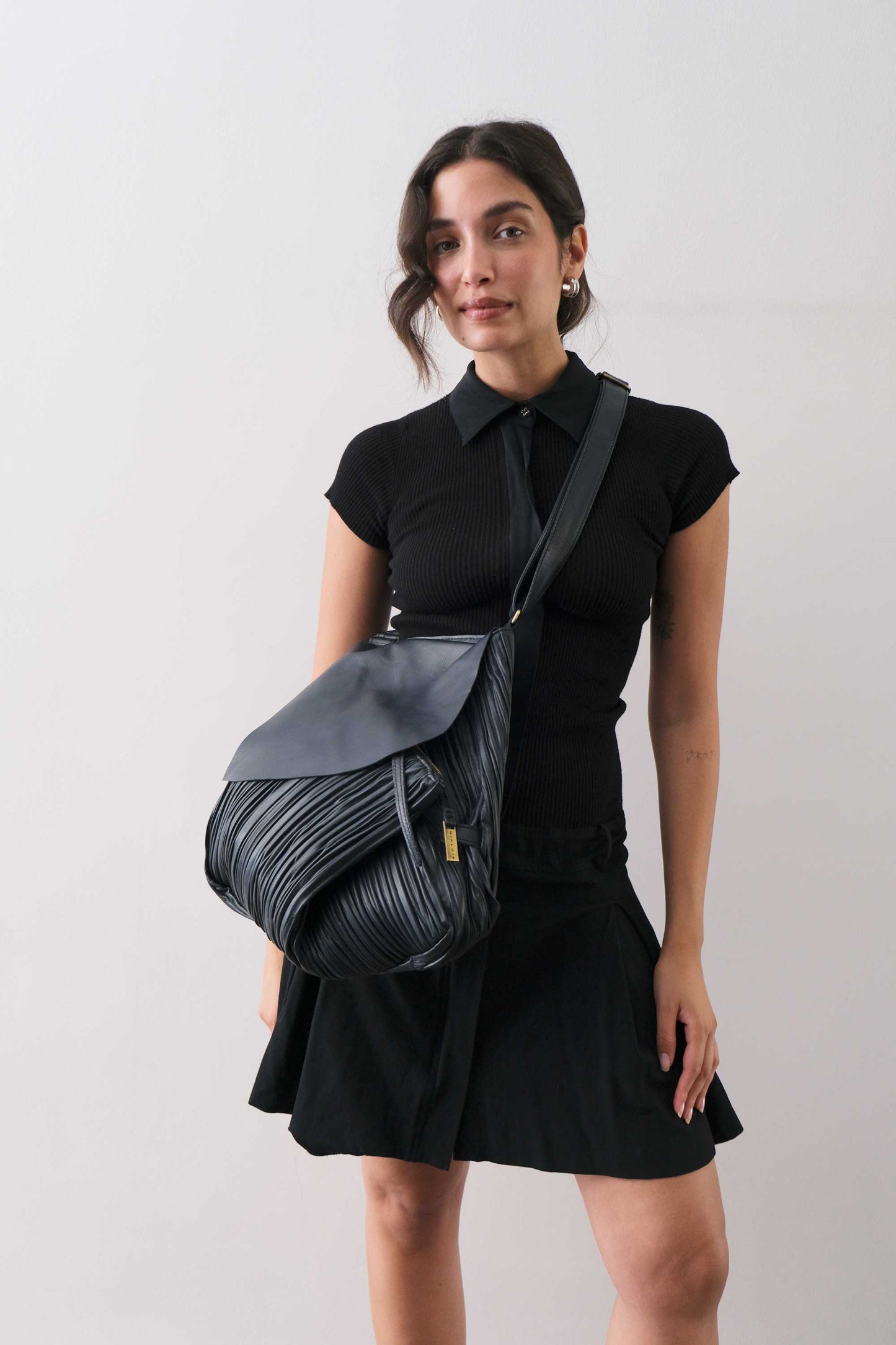PRE ORDER discount 15%-Gabri tote bag in pleated navy colour nappa leather - use code PREORDER15 - ESTIMATED DELIVERY SEPTEMBER 15- Made in Italy -
