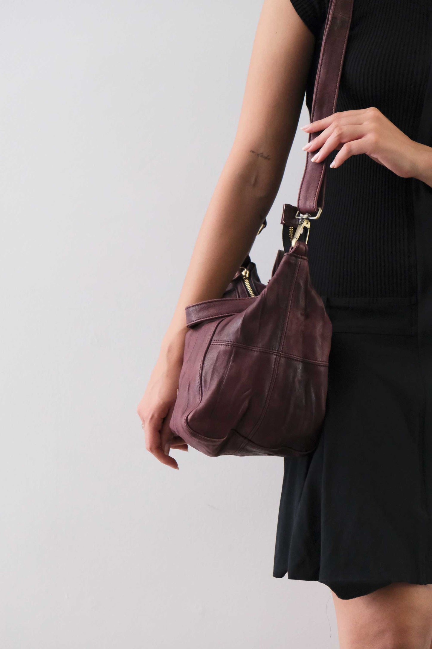 PRE ORDER discount 15%- Marty bag in plum soft washed nappa lome - use code PREORDER15 - ESTIMATED DELIVERY SEPTEMBER 15- Made in Italy -