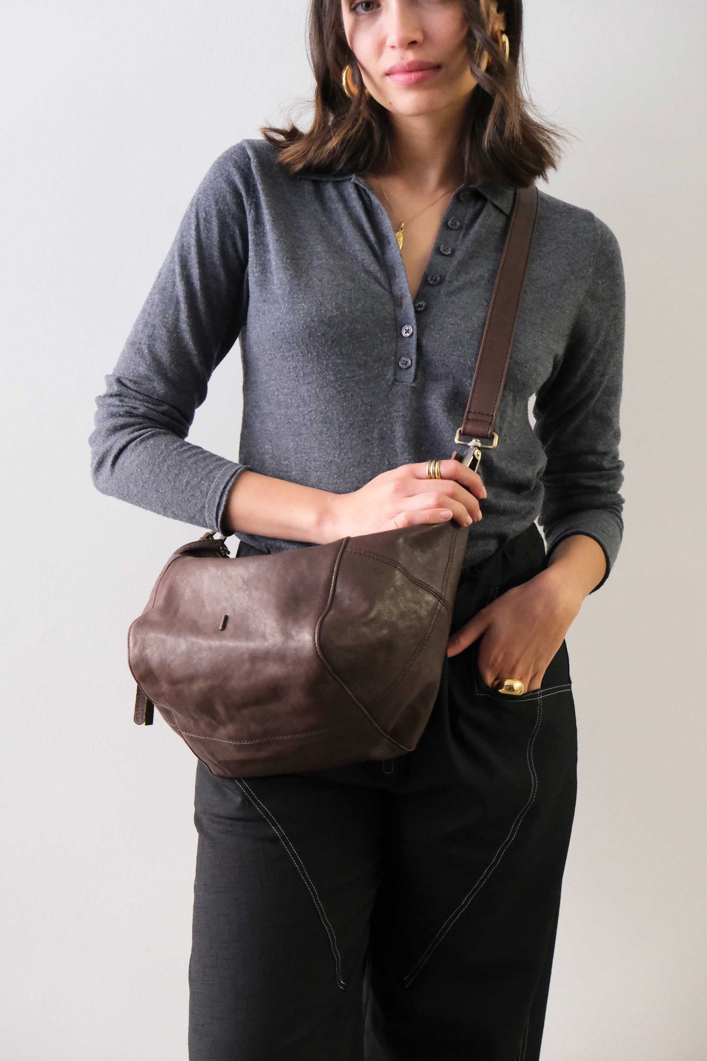 Marty bag in brown soft nappa - Made in Italy -