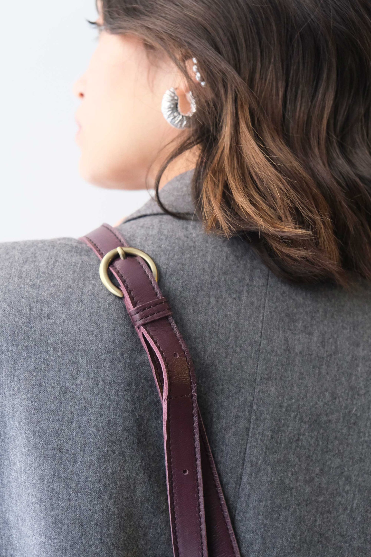 Minu in pleated plum colour leather - Made in Italy -