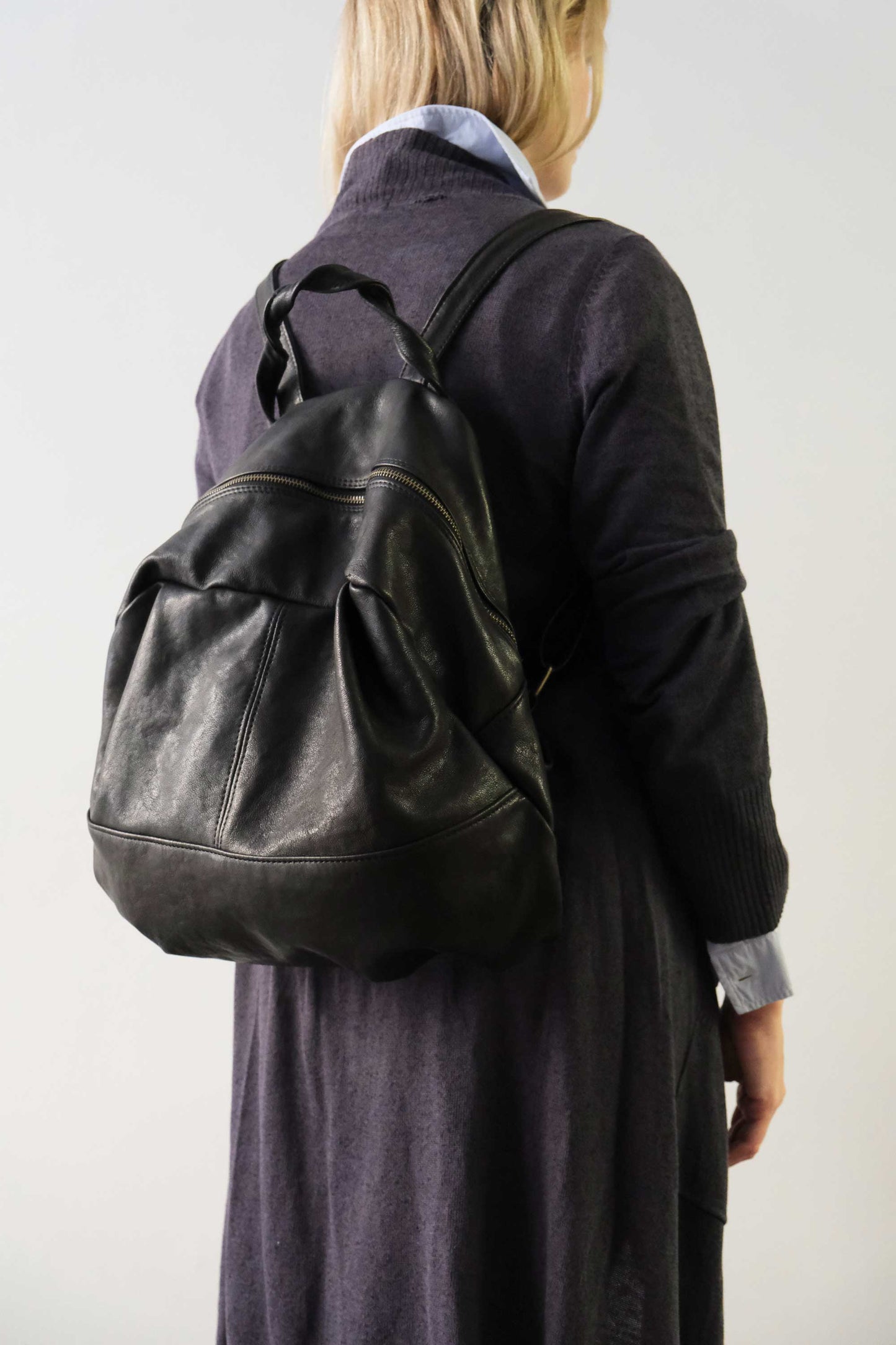 Nerina backpack in black nappa leather - Made in Italy -