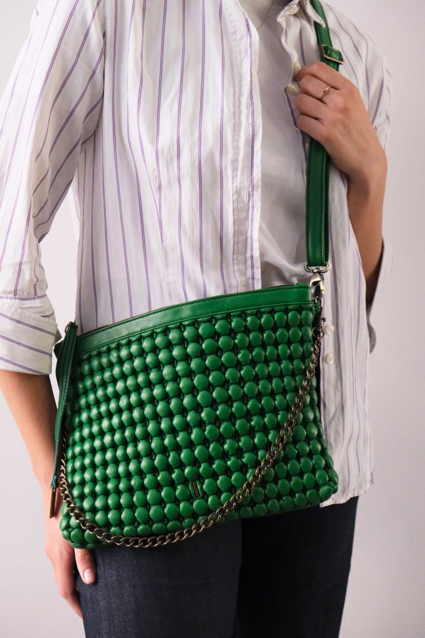 Zoe smeraldo in morbida nappa plisse bubble - Made in Italy -