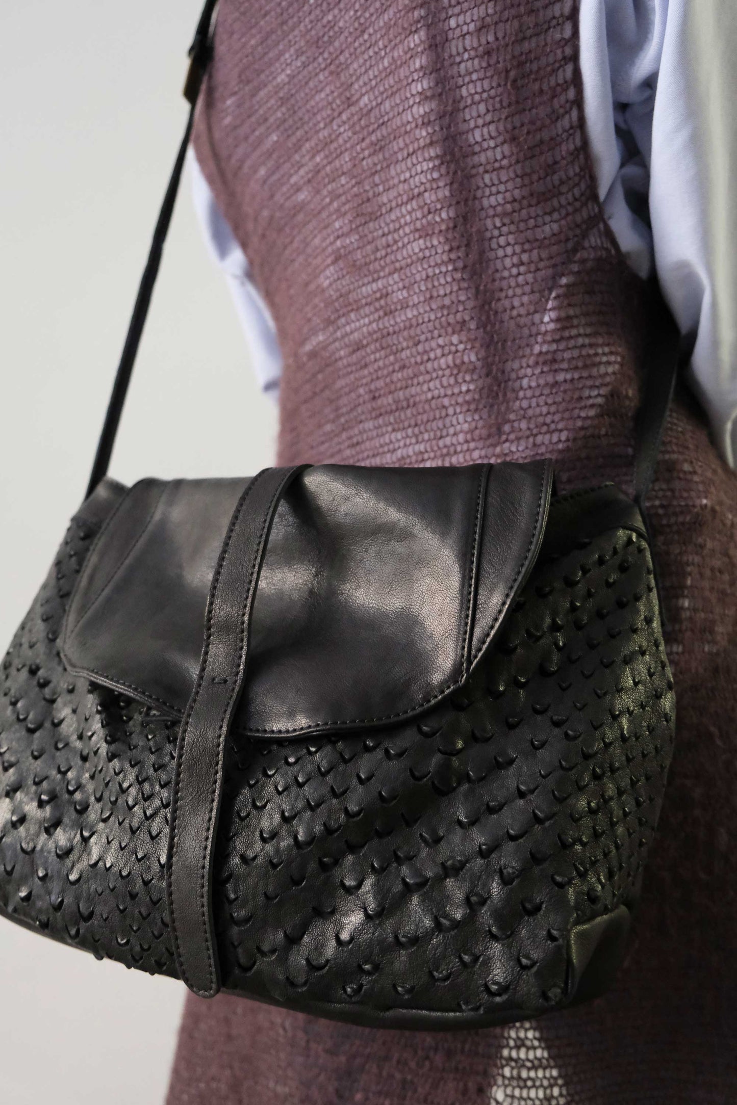 Do saddle bag in black perforated leather - Made in Italy -